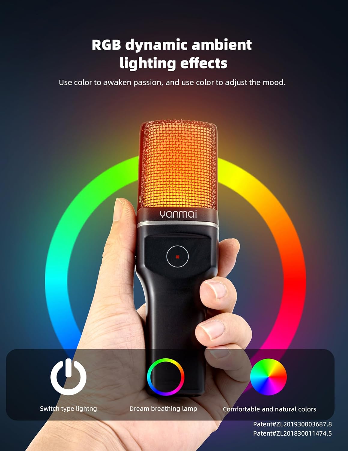2.4G Wireless Microphone with ANC Active Noise Cancellation, RGB Lighting, 18-Hour ... - Image 3