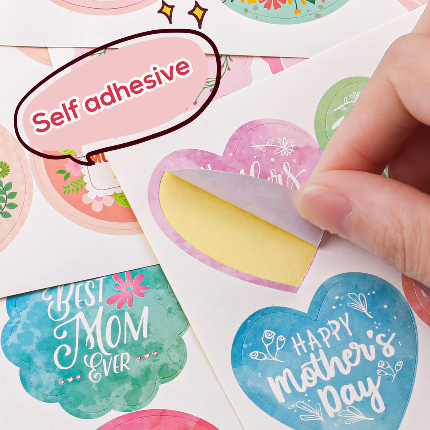 Adesivi per festa della mamma, etichette adesive per buste, biglietti
