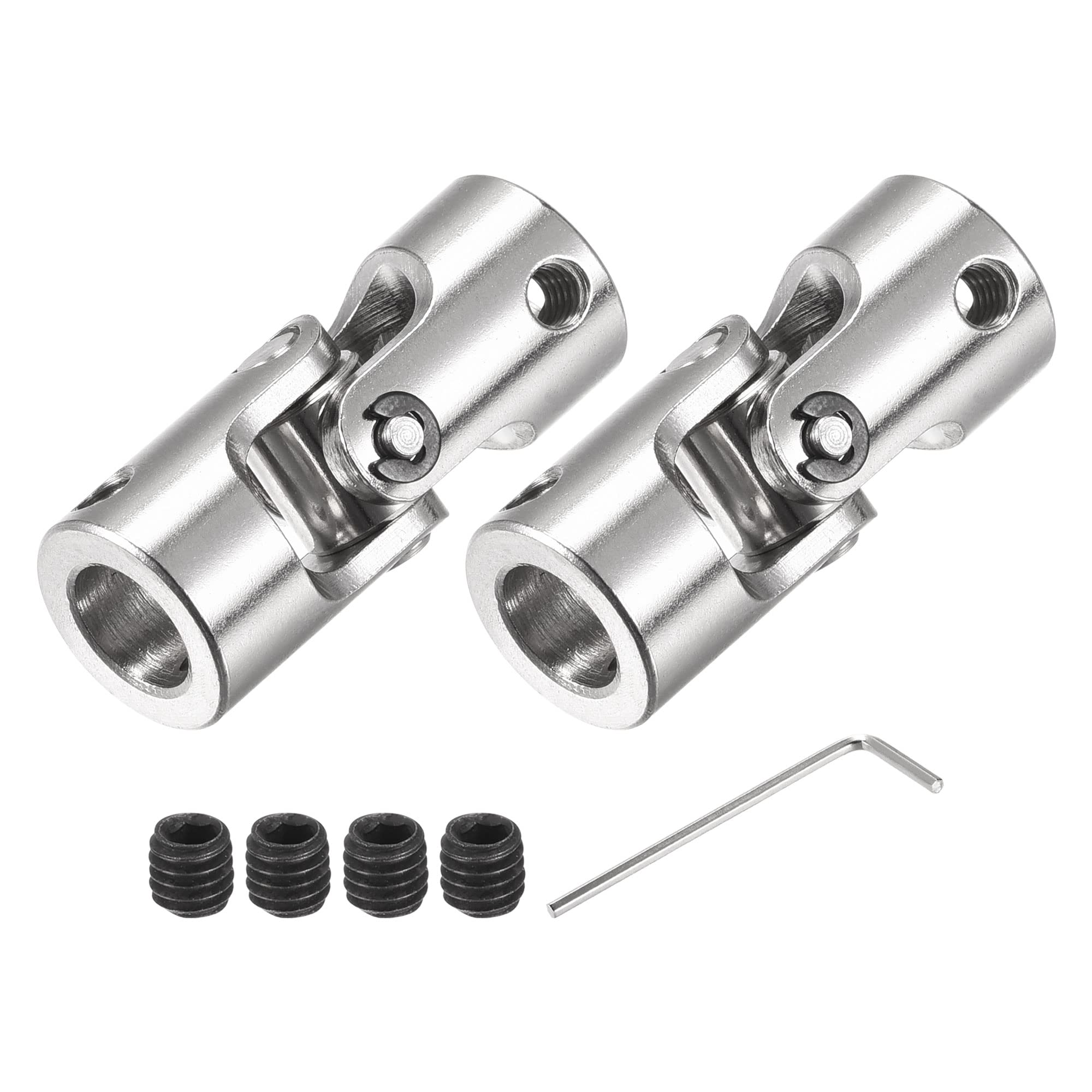 sourcing map 8mm to 8mm Inner Dia Rotatable Universal Joint Shaft Coupling Motor Shaft Coupler L35 x D14 with Screws and Wrench for RC Model Pack of 2