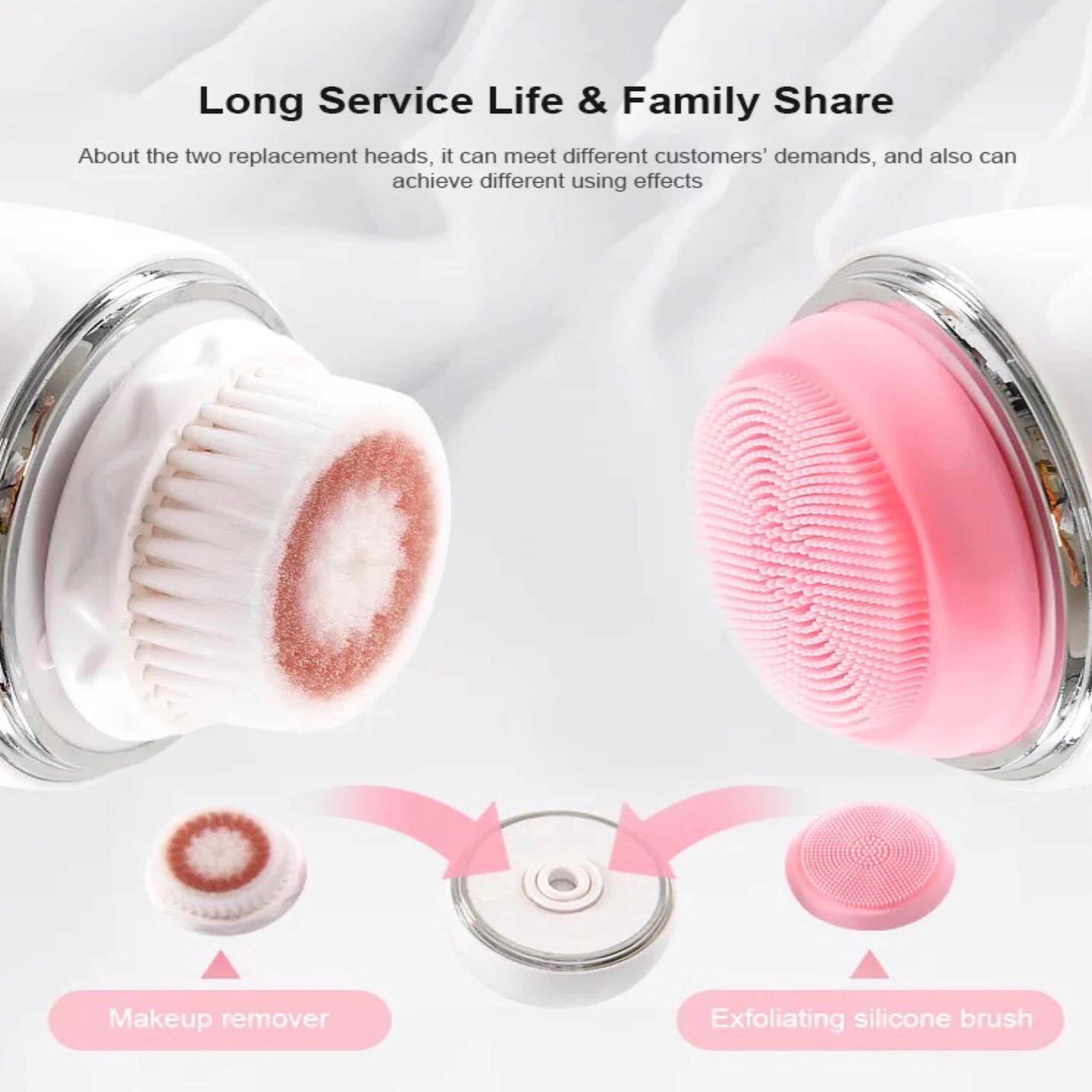 Lalano’S Cosmetics Elektrische Gesichtsreinigungsbürste – 3D Sonic Vibration, 3 Geschwindigkeiten, wasserdicht, kabellos, mit 2 Aufsätzen für Tiefenreinigung & Massage