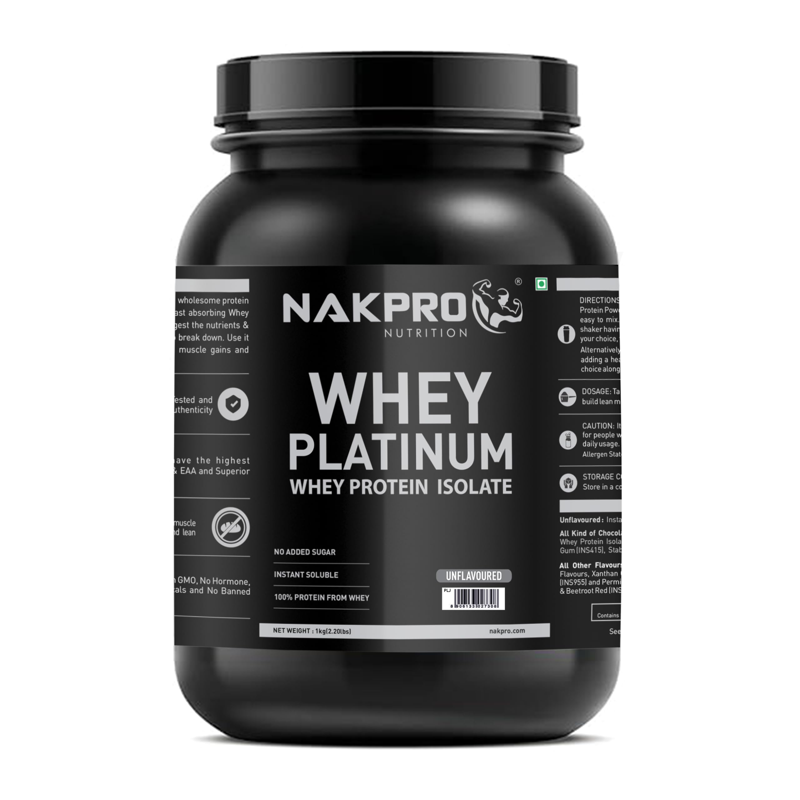 NAKPRO Platinum Whey Protein Isolate 90%, 1kg Unflavoured, Jar | 31g Protein, 7g BCAA | Trustified Certified 100% Authentic Supplement Powder & No Adulteration | Low Carbs, Fast Absorbing Whey Protein Powder-image-47