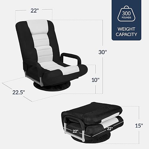 Miniatura 78 de Best Choice Products Silla giratoria para videojuegos de 360 grados, multiusos, para TV, lectura, jugar videojuegos, con soporte lumbar, asas de