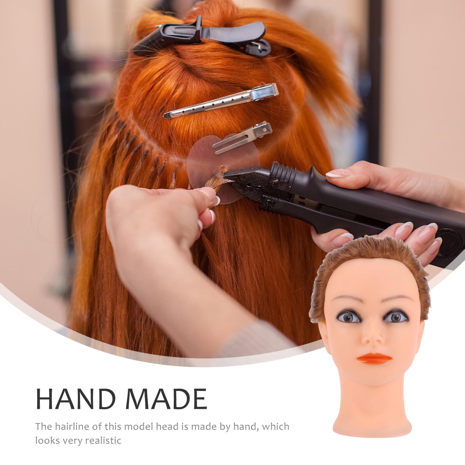 Schaufensterpuppe aus Hitzebeständigem Seidenmaterial mit Goldfarbton Inkl Ständer Haarstyling Kopf zum Frisieren und Flechten Geeignet für Kinder und Professionelle Friseure
