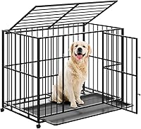 Vista 11 de Jaula para perros de 36 pulgadas para perros de tamaño pequeño, de acero inoxidable resistente, a prueba de escapes, con ruedas y bandeja extraíble