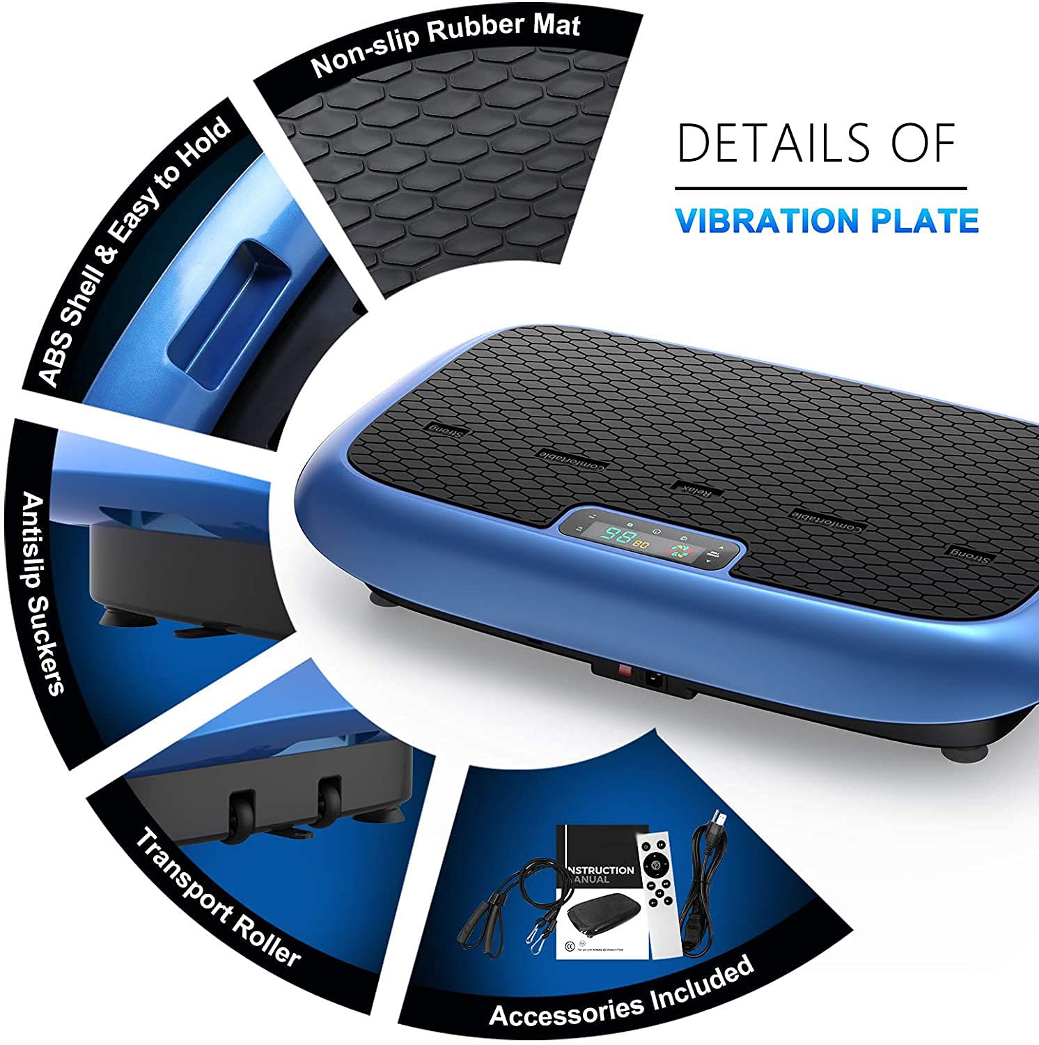 Natini Vibration Plate, Whole Body Vibration Platform Exercise Machine with Bluetooth Speaker, Home Fitness Equipment for Weight Loss & Toning(Jumbo Size) view 5