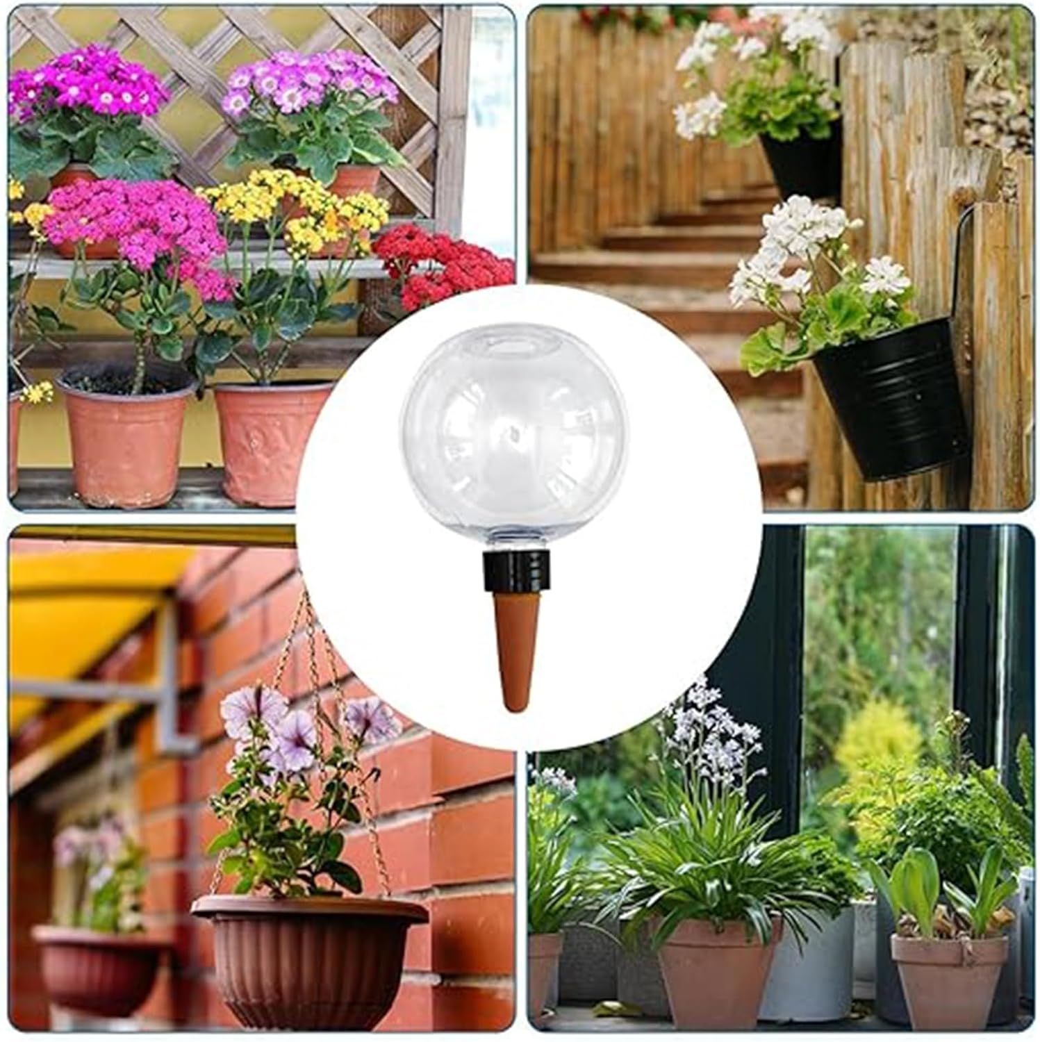 4Pcs Large Capacity 17oz Plant Watering Devices - Automatic Clear Globes with Terracotta Base for Gradual Irrigation System, Ideal for Holiday Care