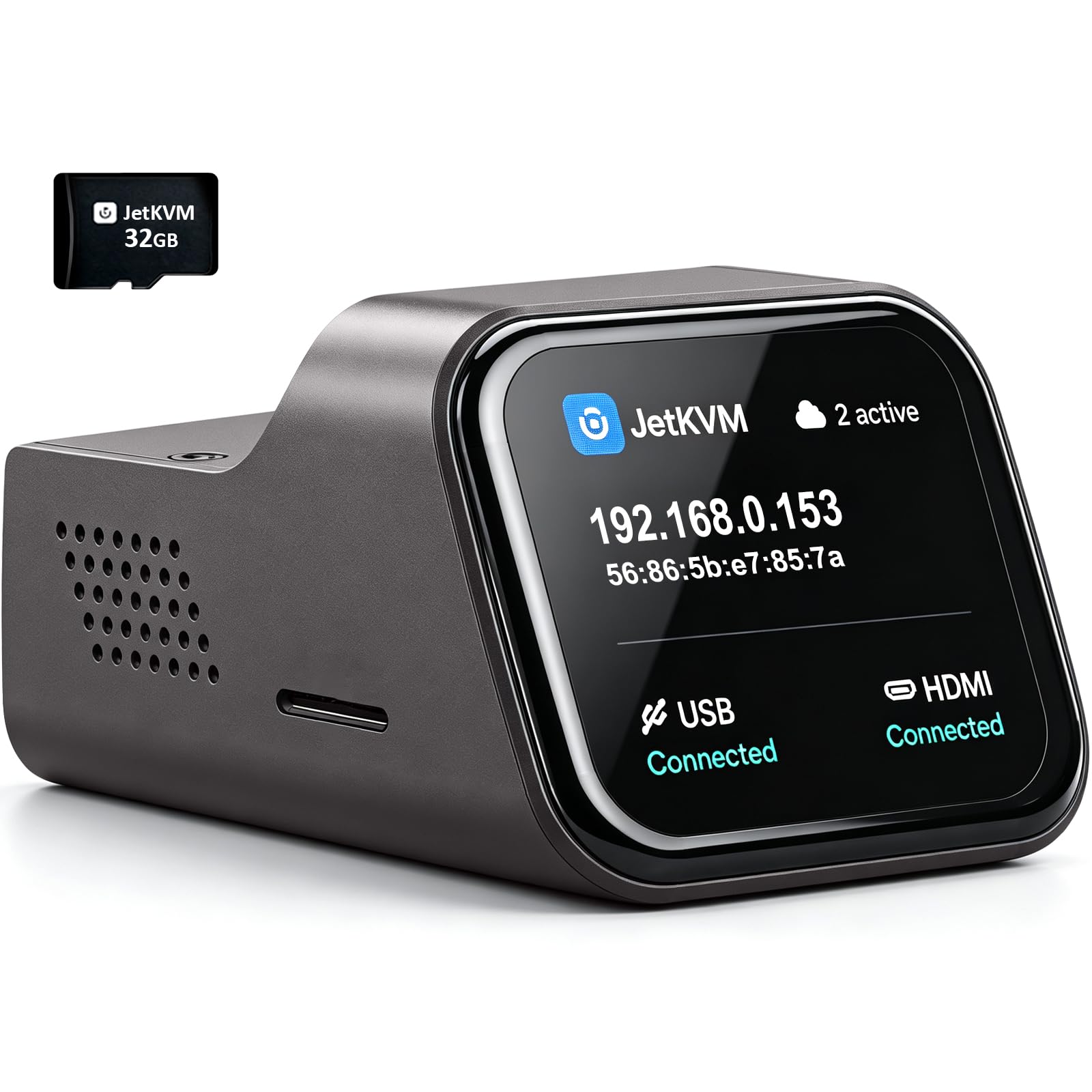 JetKVM Jet KVM Over IP Contrôle à Distance PC, IP KVM Open Source avec Écran Tactile LCD, Accès BIOS Basse Latence pour Windows/Mac/Linux/Raspberry Pi pour Serveurs, Bureaux et Centres de Données