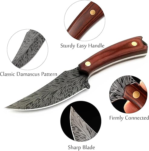 Miniatura 3 de Gosyfeti Cuchillo de cocina de acero inoxidable 5CR15 de 3.9 pulgadas con funda de cuero, cuchillo de chef utilitario con mango sólido, cortar