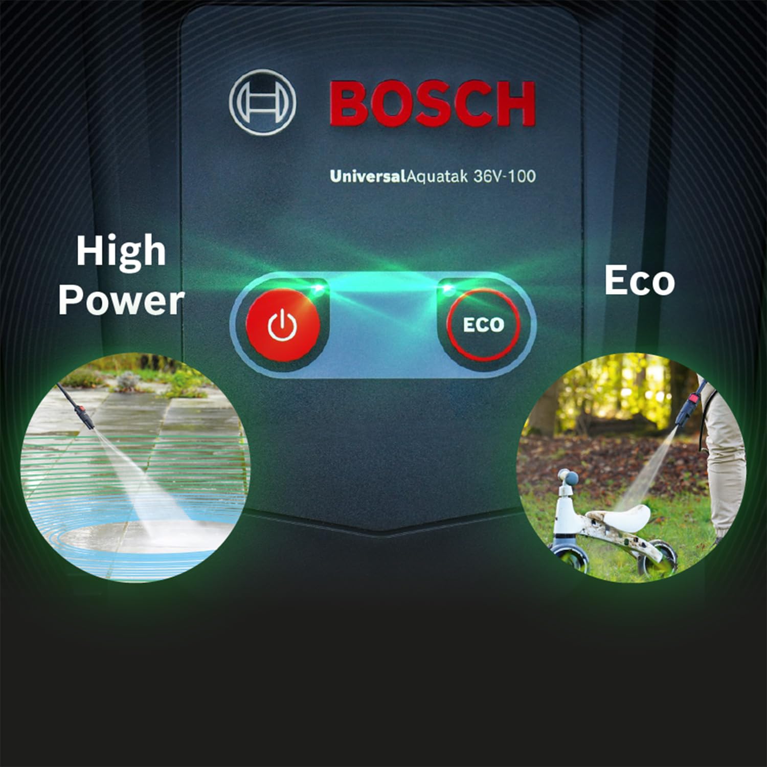 Bosch Hidrolimpiadora a batería UniversalAquatak 36V-100 | sistema 36 V; hasta 45 minutos de funcionamiento; con batería de 4,0 Ah y cargador