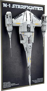 Wall Mount Display Stand Compatible with LEGO Star Wars 75442 The Mandalorians N-1 Starfighter UCS UV-Printed Background Art Wall Display Set Not Included
