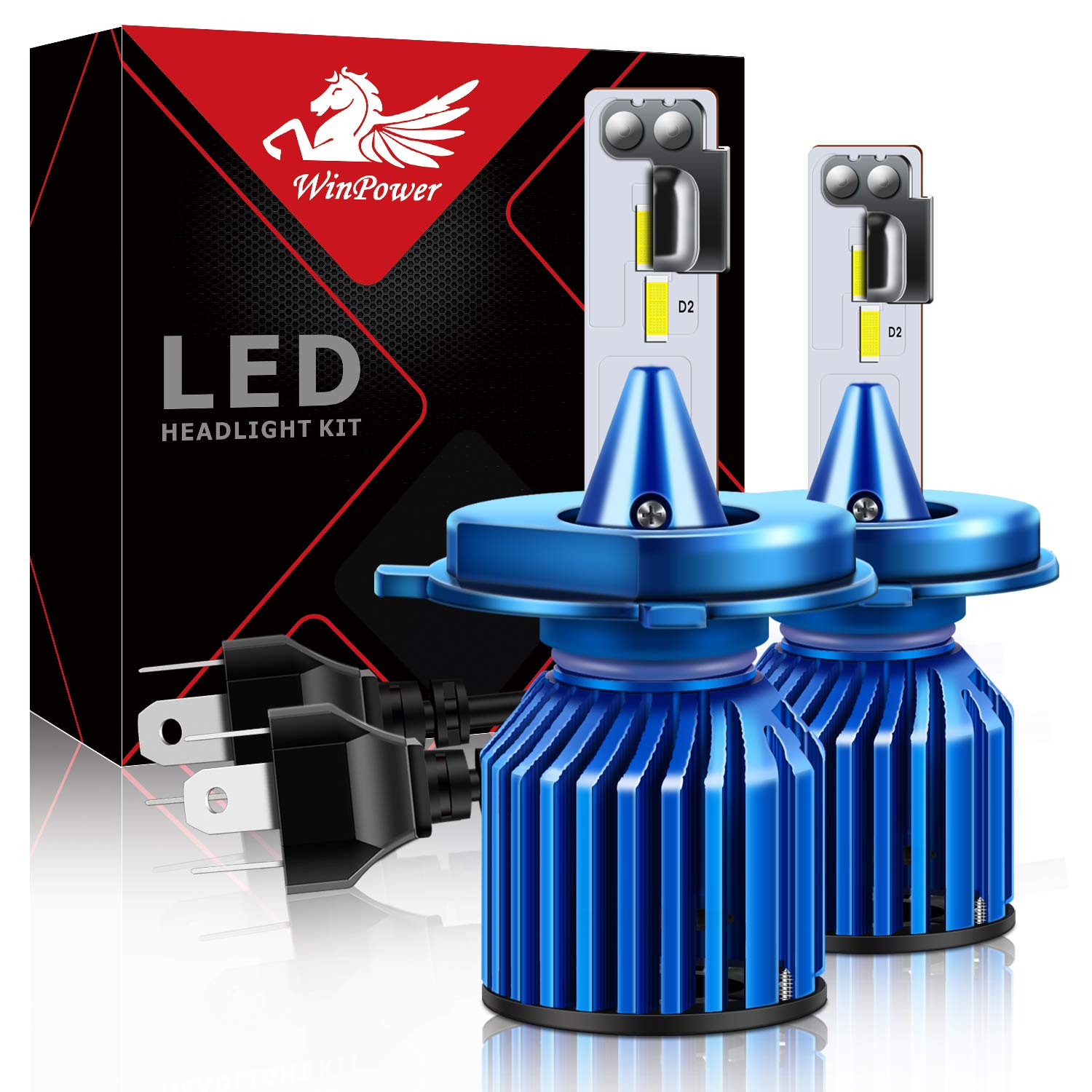 WinPower H4 LED Headlight Bulb, 42W 6000K 9003 High Low Beam Conversion Kit