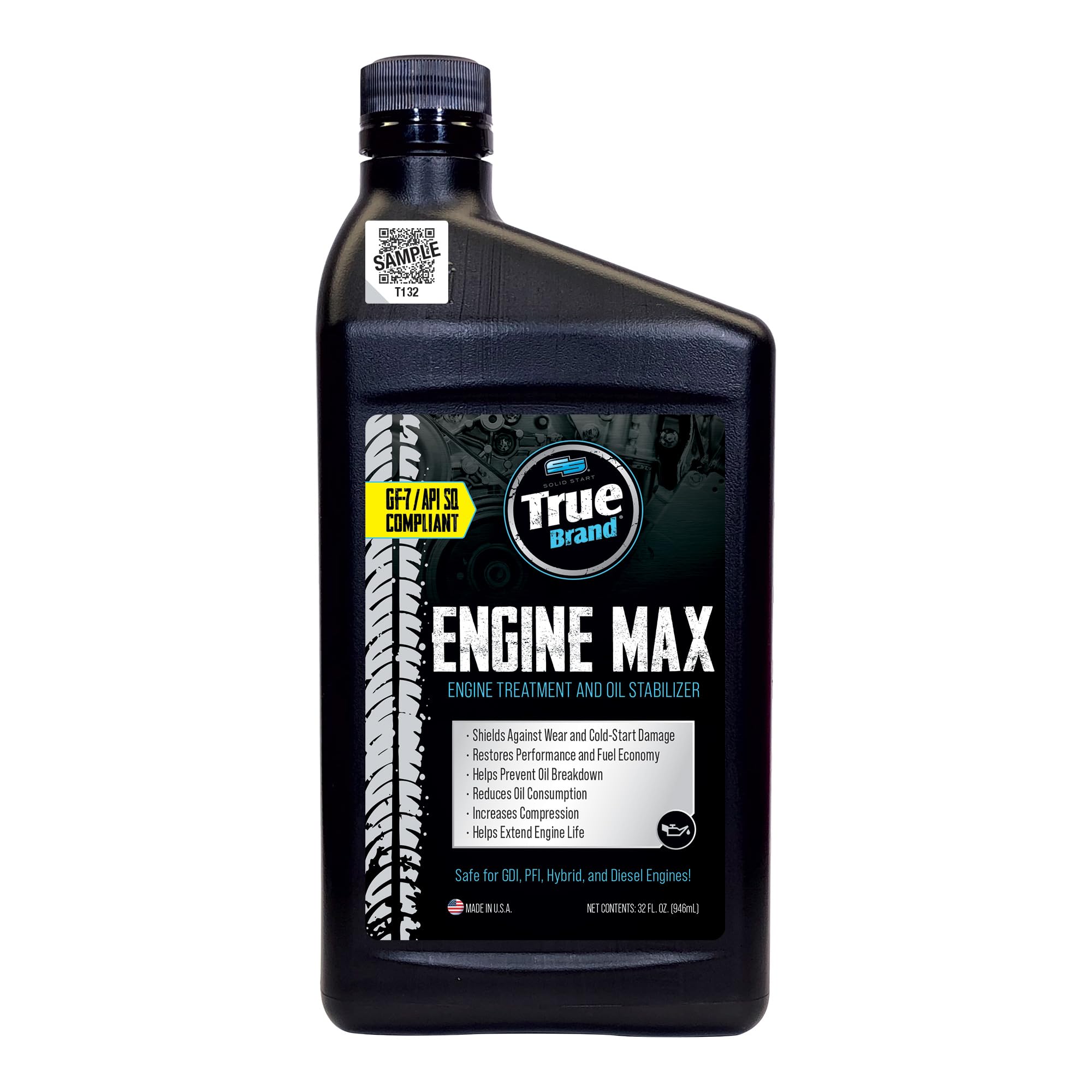 True Brand Engine Treatment (T132) | Reduces Friction Wear by Up to 90% | Increases Compression & Fuel Mileage | Protects Against Cold-Start Damage | Extends Engine Life | 32 fl. oz.