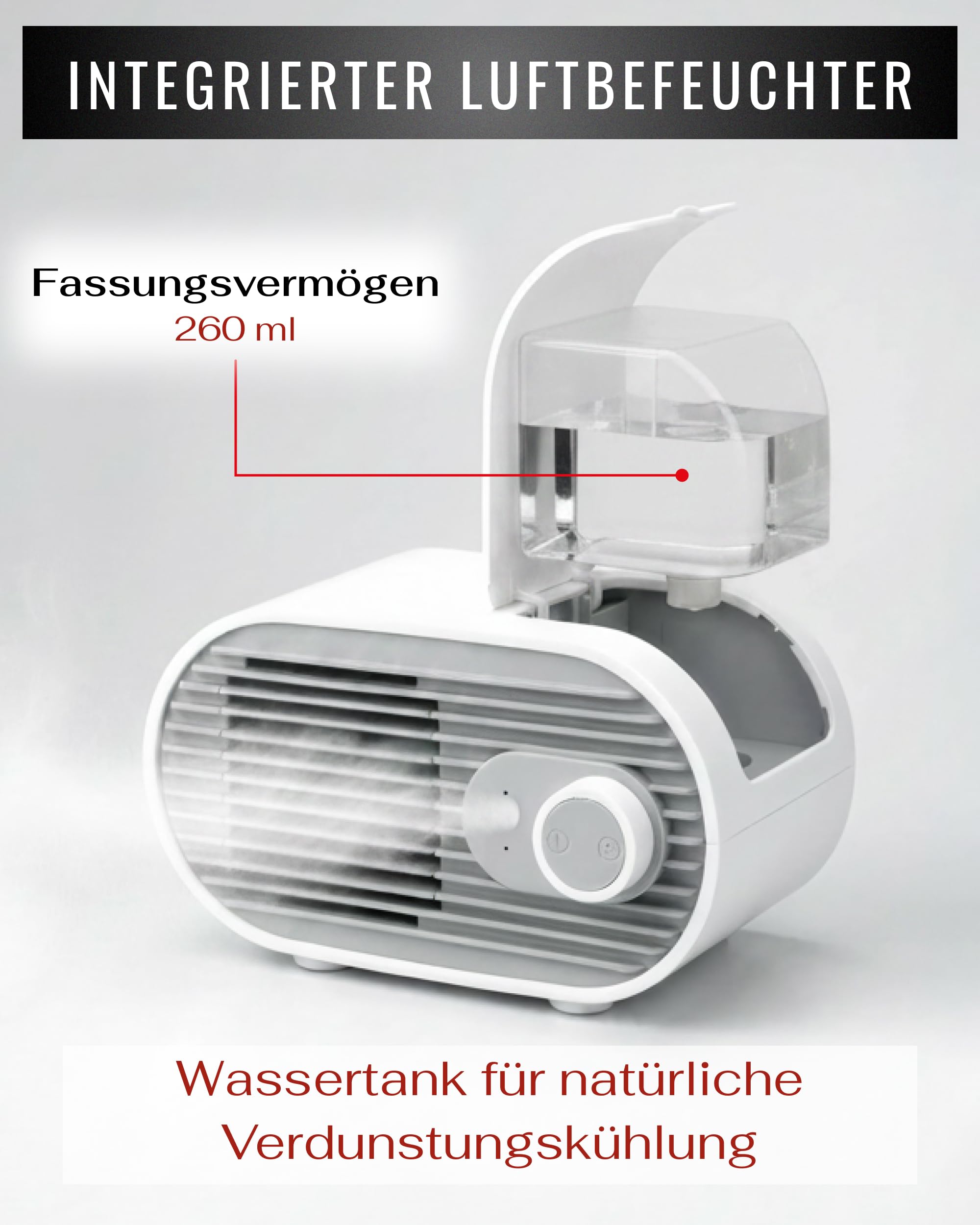 Kompakt Kühl Maia Mini Klimaanlage, Luftkühler mit Wasserkühlung 260ml