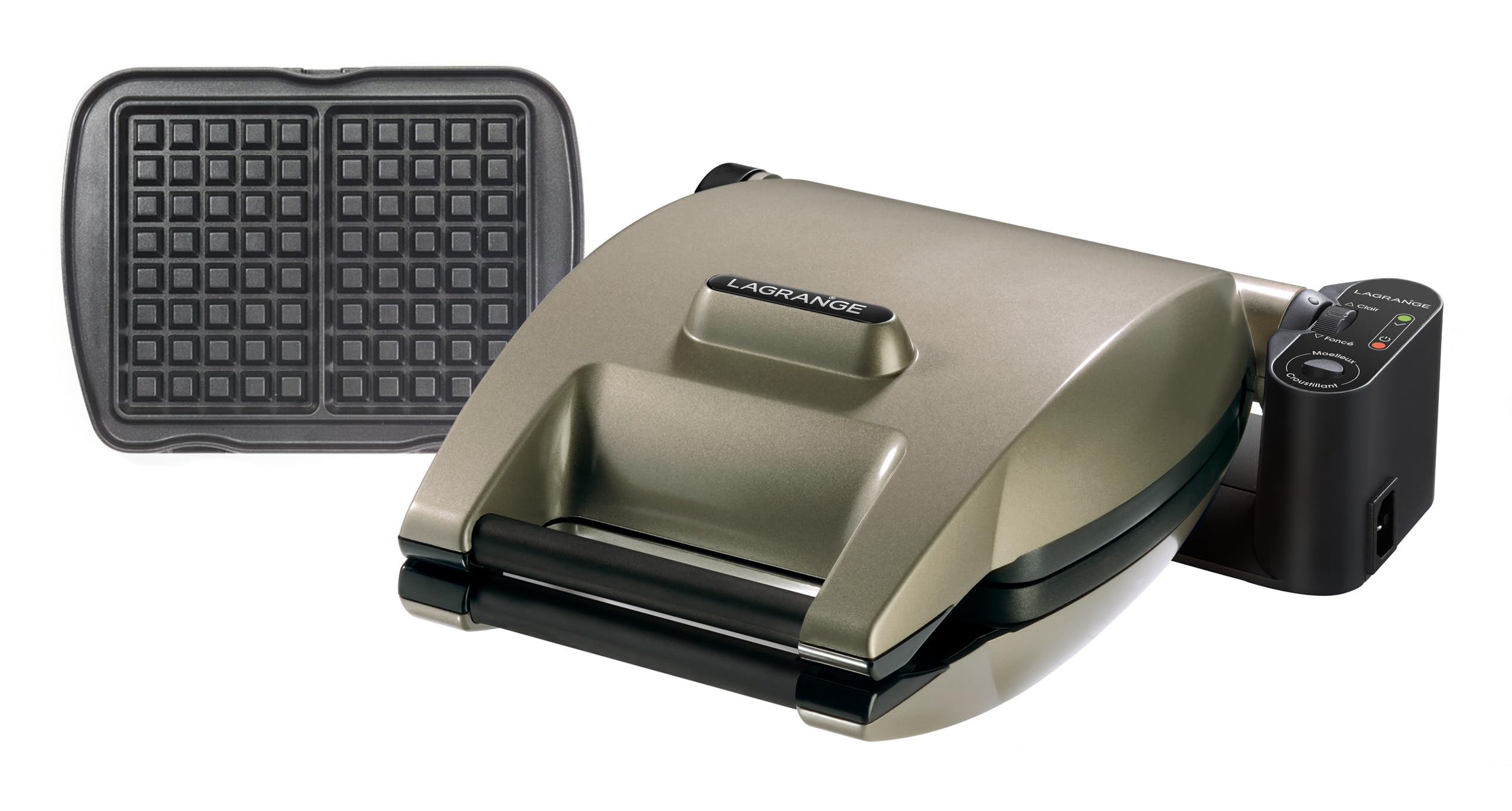 LAGRANGE Gaufrier Premium, 1200W, Fabriqué en France, Réversible sur son socle, Cuisson personnalisée, Plaques amovibles, Multifonction, Nettoyage sans effort, 019122