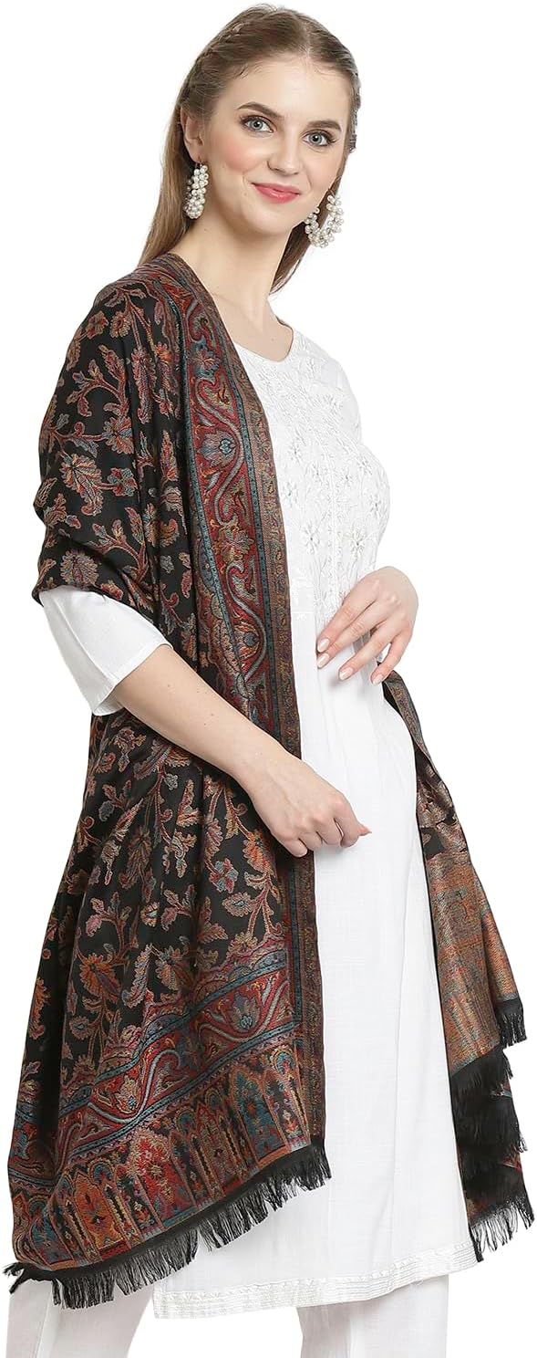 Weavers Villa Women's Pashmina Wool Blend Indian Handicraft Woven Shawls, Scarf, Wraps [Large Size: 40" X 80"] - Image 7