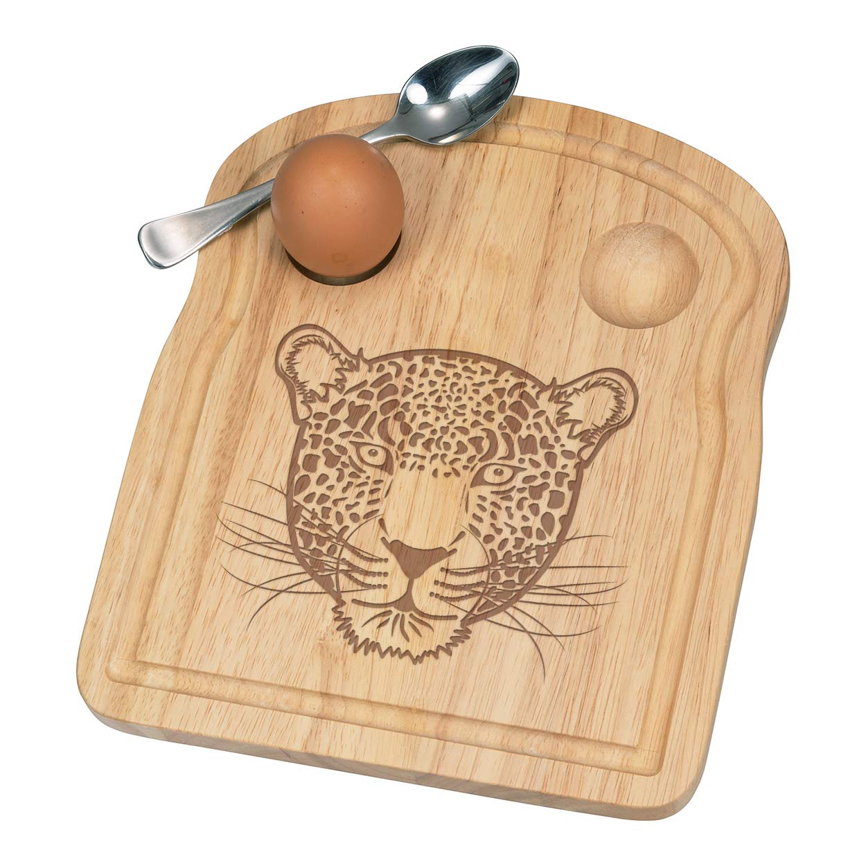 Leopard Face Breakfast Dippy Egg Cup Board Wooden Easter