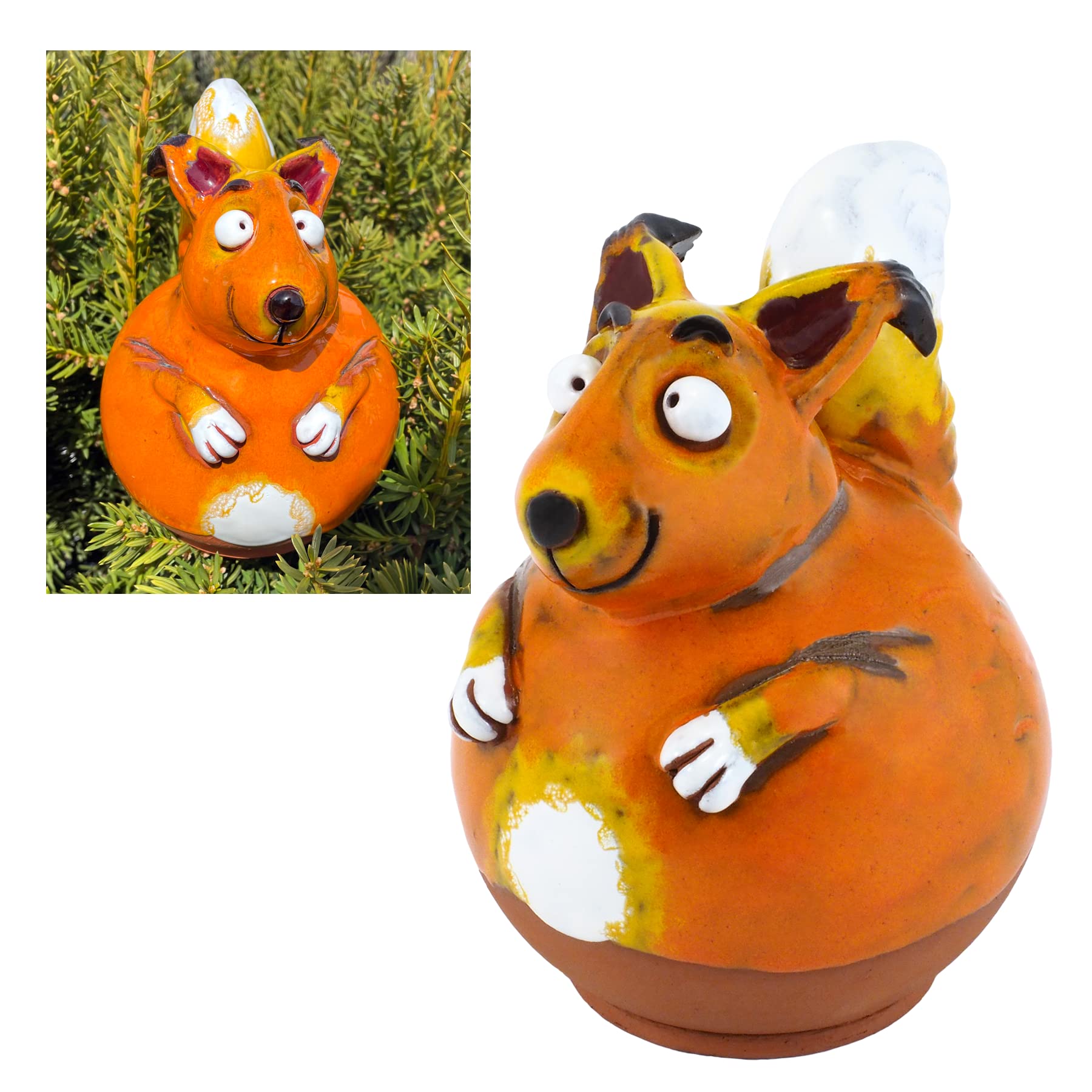 Midene Decoration Jardin Exterieur Statue en Céramique - Deco Extérieur - Figurines pour Jardin - Faite à la Main, Résistant au Gel, Cadeau Unique pour Les jardiniers - Écureuil