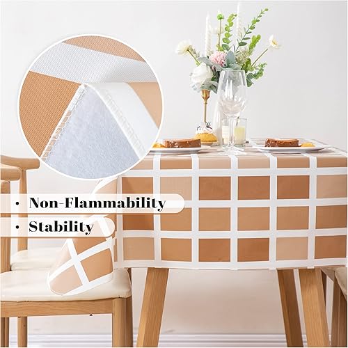Vista 54 de FIFTY FEET Mantel rectangular de 70 x 52 pulgadas, mantel de vinilo con respaldo de franela para mesas rectangulares impermeable, cubierta de mesa