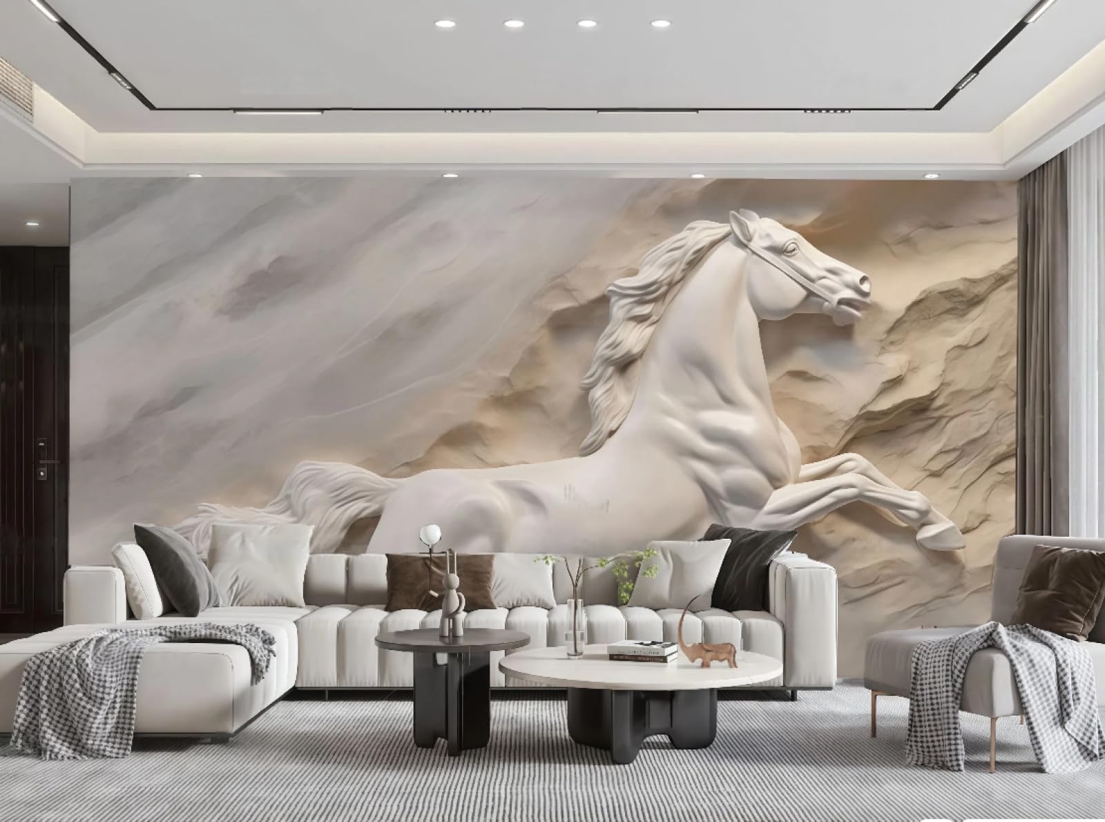Papier peint moderne pour transformer un mur de canapé terne en oeuvre d'art 3D