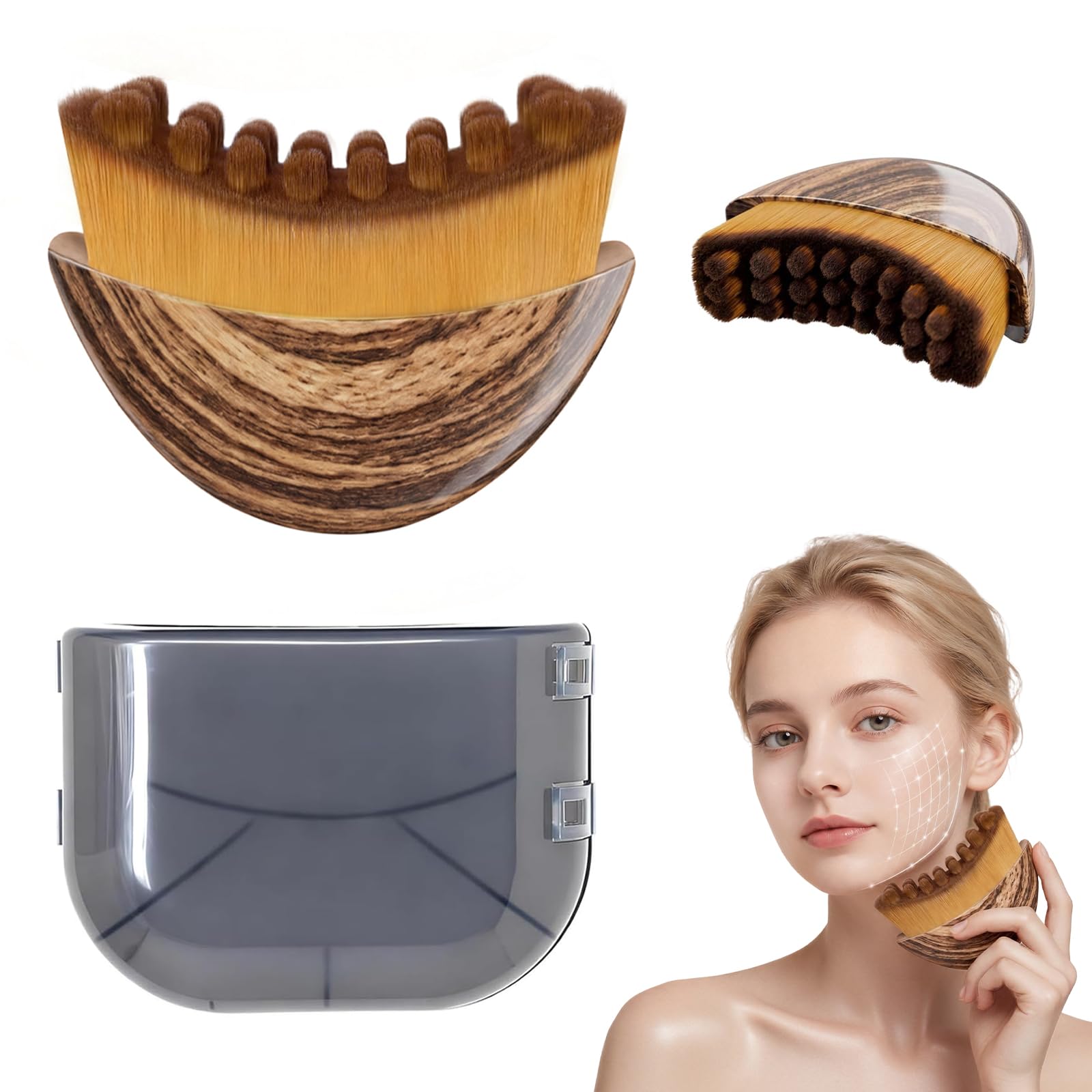 Lymphatic Contour Face Brush,Lymphatic Drainage Massager Face Brush to Sculpt Jawline & Reduce Puffiness, Improves Skin Glow & Absorption, Ergonomic Precise Fit(Gingerbread)