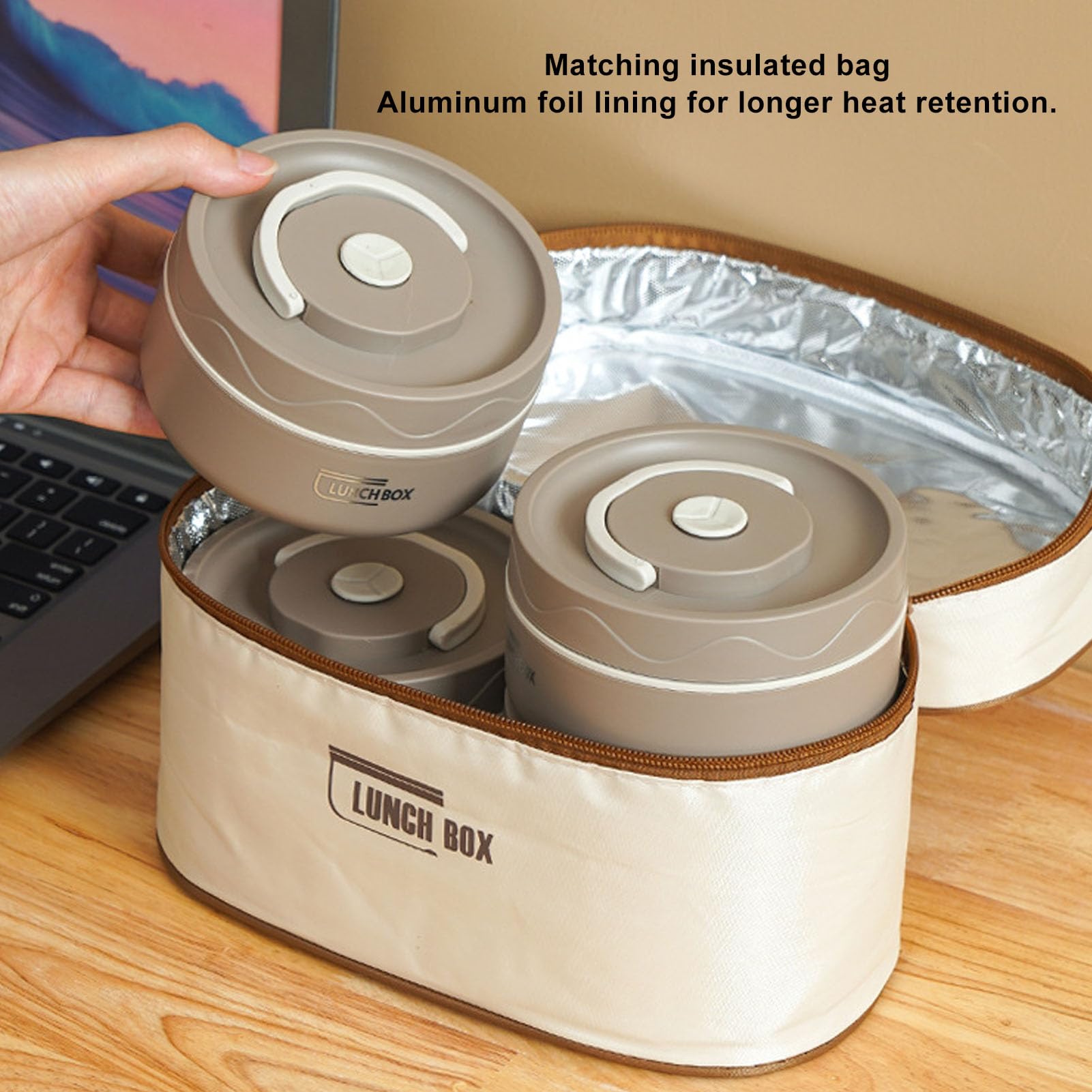 Juego De Loncheras De Acero Inoxidable 304 Con Bolsa Térmica: 3 Piezas Apilables, Herméticas, Aisladas – Ideal Para Trabajo, Escuela O Picnic