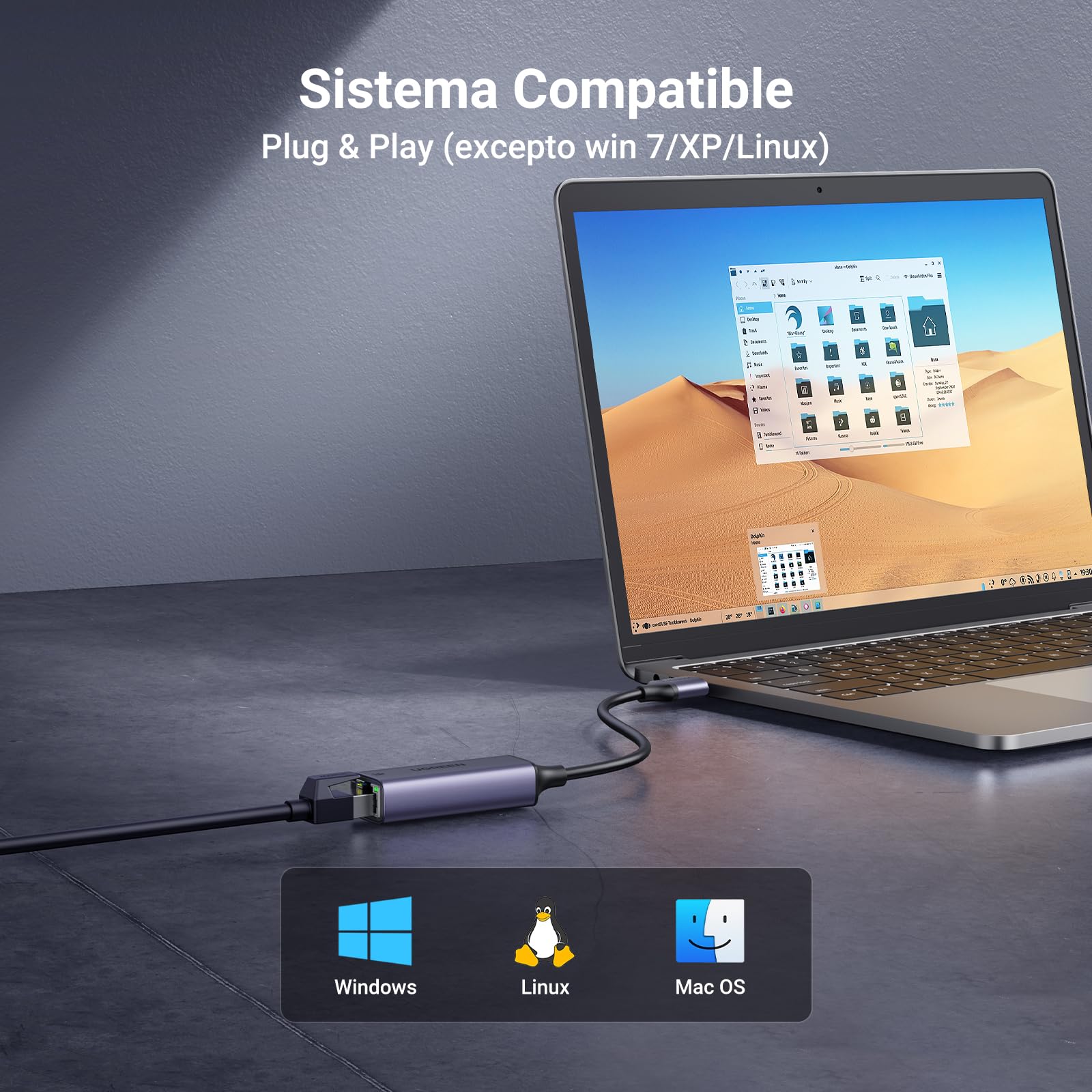 UGREEN Adaptador de Red USB 3.0 a Ethernet Gigabit 1000Mbps Compatible con Consola de Switch Convertidor Rj45 Giga LAN Tarjeta de Externa para Xiaomi Mi Box S Macbook PC
