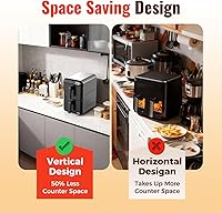 Vista 6 de Horno freidora de aire de 11.6 cuartos de galón con cesta doble, diseño vertical de 2 cestas, función de 6 programas preestablecidos con pantalla