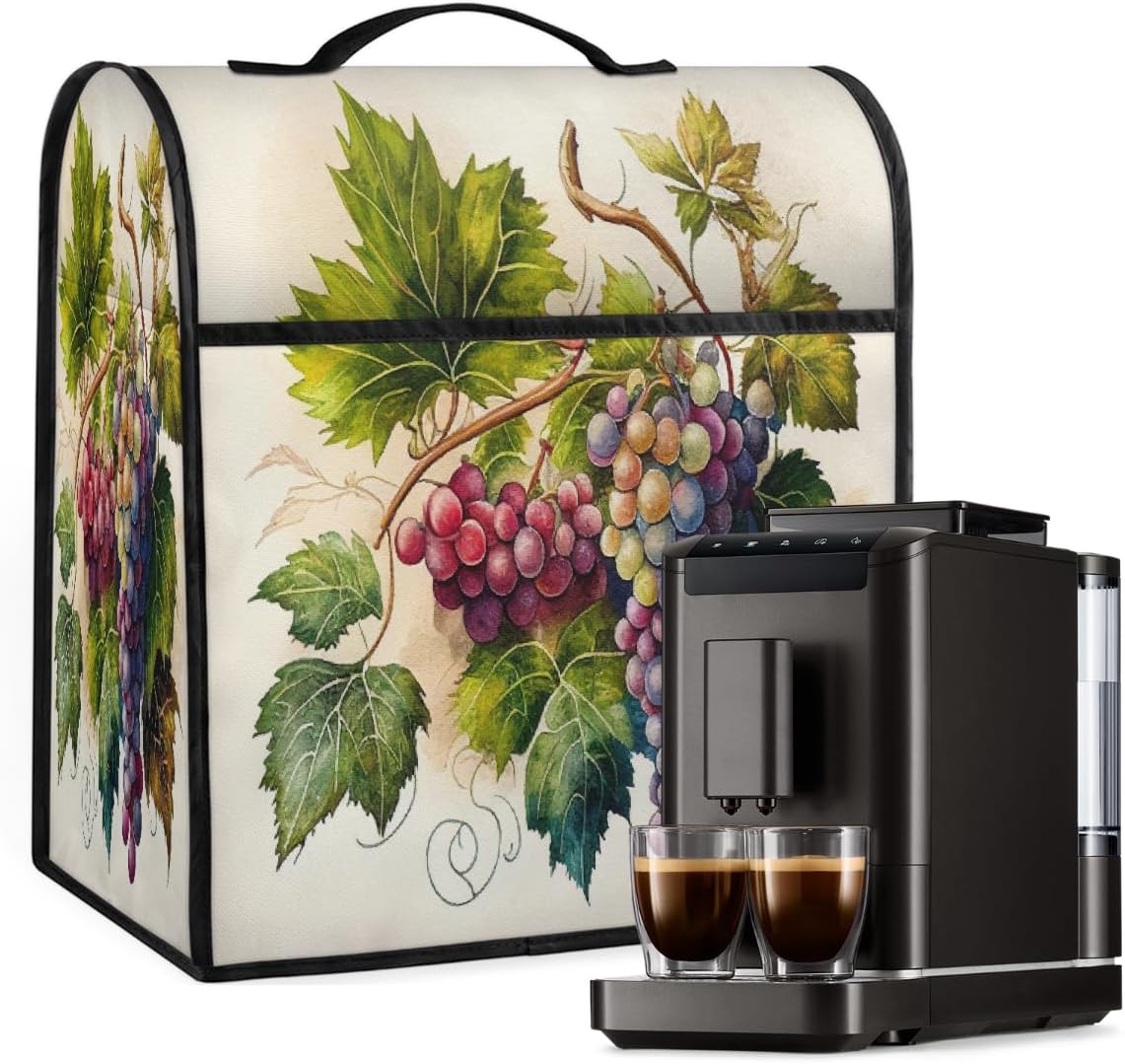Coloful Fruit Grape Leaf Kitchen Aid Mixer Cover Compatible with 6-8 Quarts Stand Mixer Covers with Pocket Coffee Maker Dust Covers Kitchen Aid Accessories Blender Cover for Tilt Head Bowl Lift