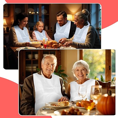 Miniatura 4 de MBAIYO - Baberos desechables, paquete de 30 baberos de plástico de 24 pulgadas para adultos mayores, hombres y mujeres que comen a prueba de aceite