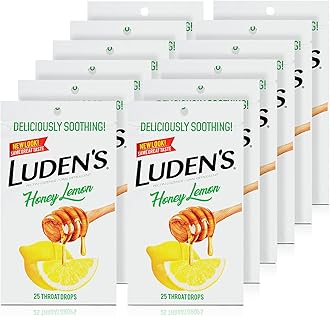 LudensDeliciously Soothing Throat Drops, Honey Lemon Flavor, 25 Count, Pack of 12