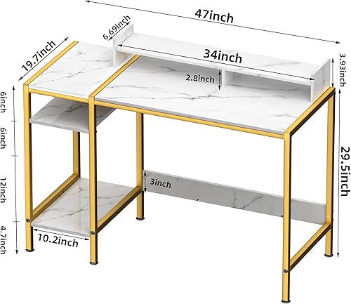 Miniatura 43 de Escritorio para computadora, escritorio para juegos de 43 pulgadas, escritorio de oficina en casa con almacenamiento, escritorio pequeño con soporte