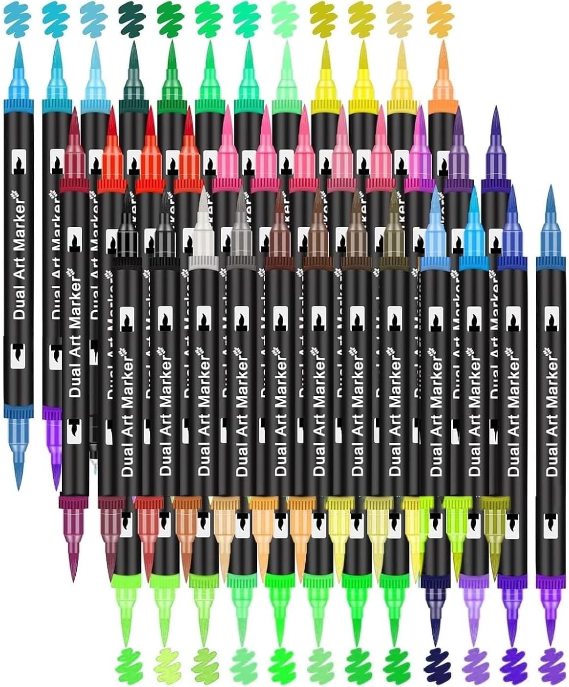 Amitasha 72 Colors Glitter Markers Pen Water-based Brush Paint Art Marker Dual Tip Sketch Pen Set for Kids Adults Greeting Birthday Cards Poster Mugs (36 Pens=72 Colours)