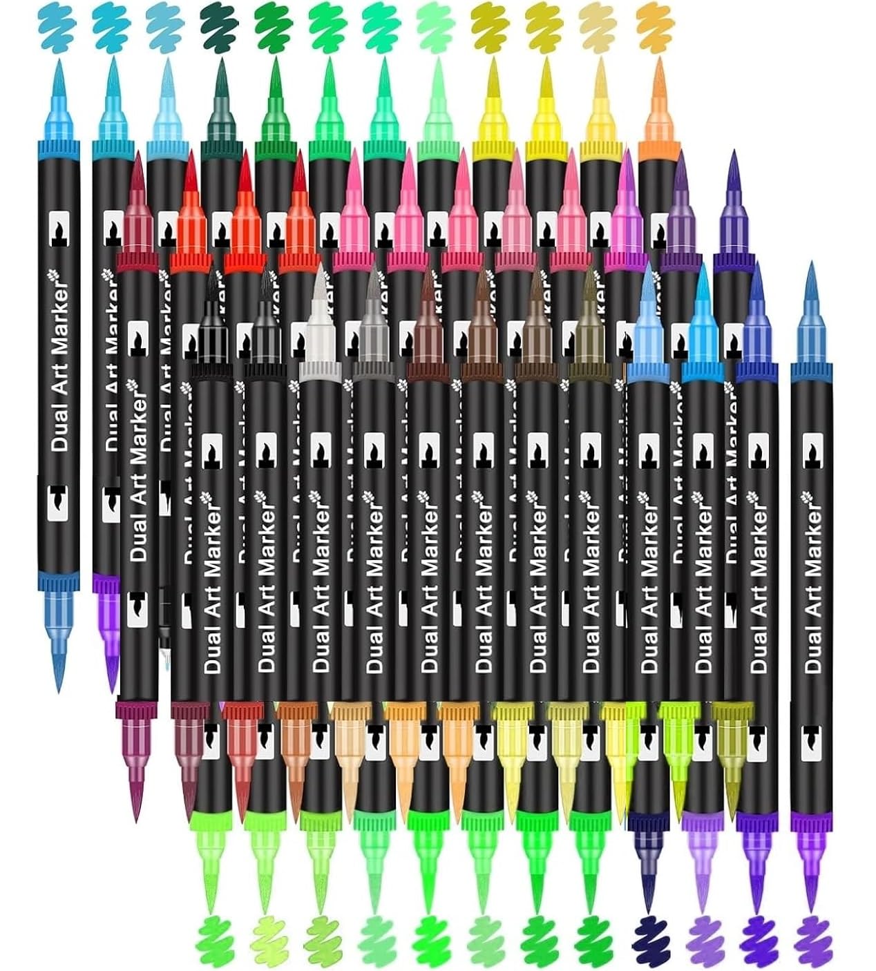 Amitasha 72 Colors Glitter Markers Pen Water-based Brush Paint Art Marker Dual Tip Sketch Pen Set for Kids Adults Greeting Birthday Cards Poster Mugs (36 Pens=72 Colours)