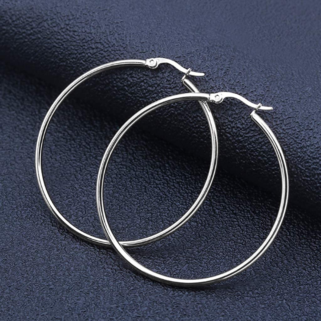 Orecchini Acciaio Chirurgico Set 6 Paia Orecchini Cerchio In Acciaio Inossidabile - 6 Taglie Da 15mm A 60mm Orecchini Rotondi Regalo