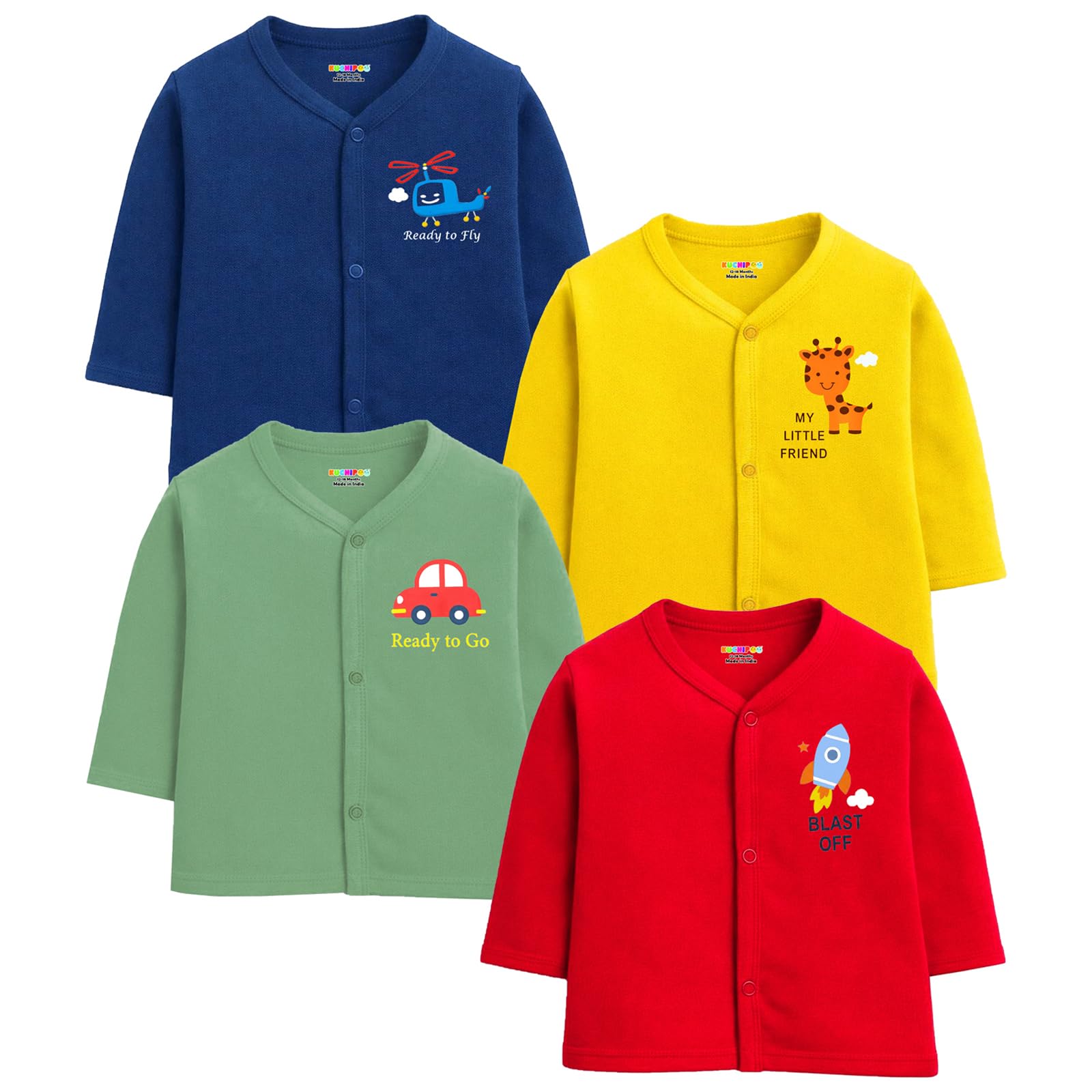 Baby Boys Front Open Full Sleeves 100% Cotton T-Shirt-image-37