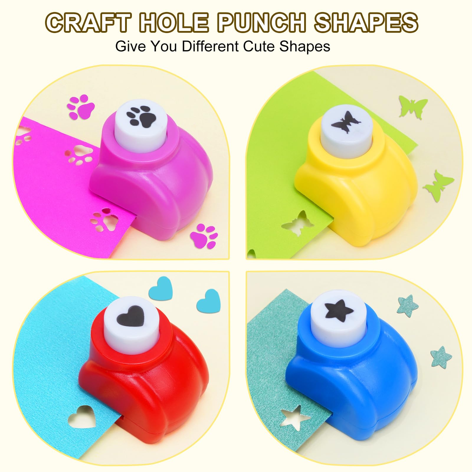 UCEC 44 Pack Scrapbook Supplies Kit, Craft Scissors Decorative Edge, Safety Scissors, Hole Punch Shapes Craft, Cardstock Paper, Washi Tapes for DIY Art, Crafts, Scrapbook, Card Making, School Supplies