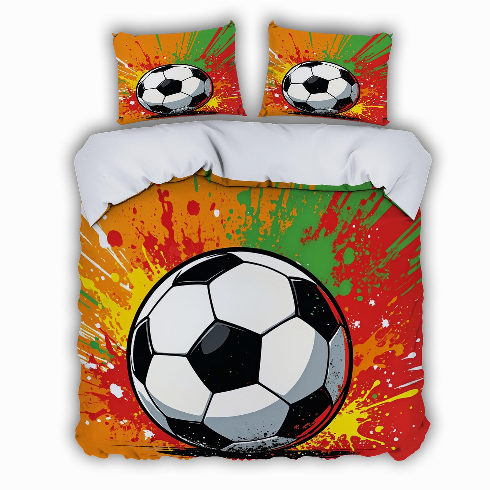 Housse de couette 220x240 football 2 personnes en microfibre douce avec fermeture éclair pratique