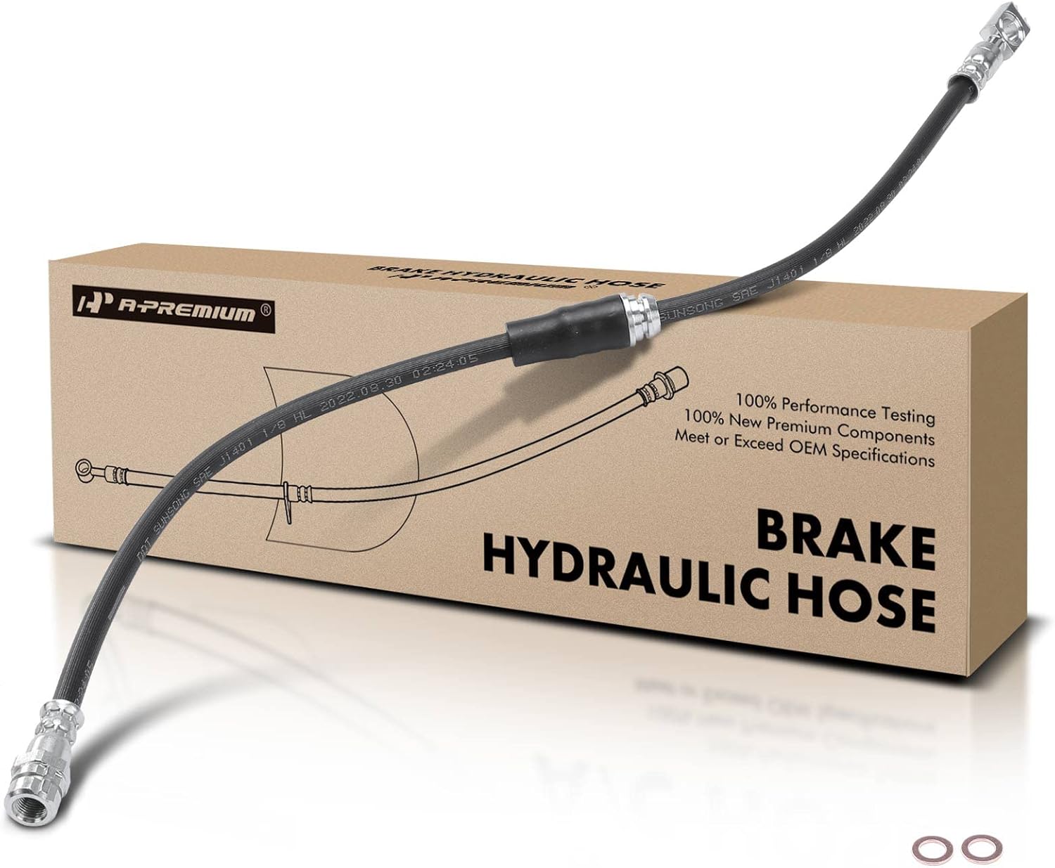 A-Premium Front Driver or Passenger Brake Hydraulic Hose Compatible with Volkswagen Models - Beetle 2012-2019, For Jetta 2012-2020, Passat 2012-2019