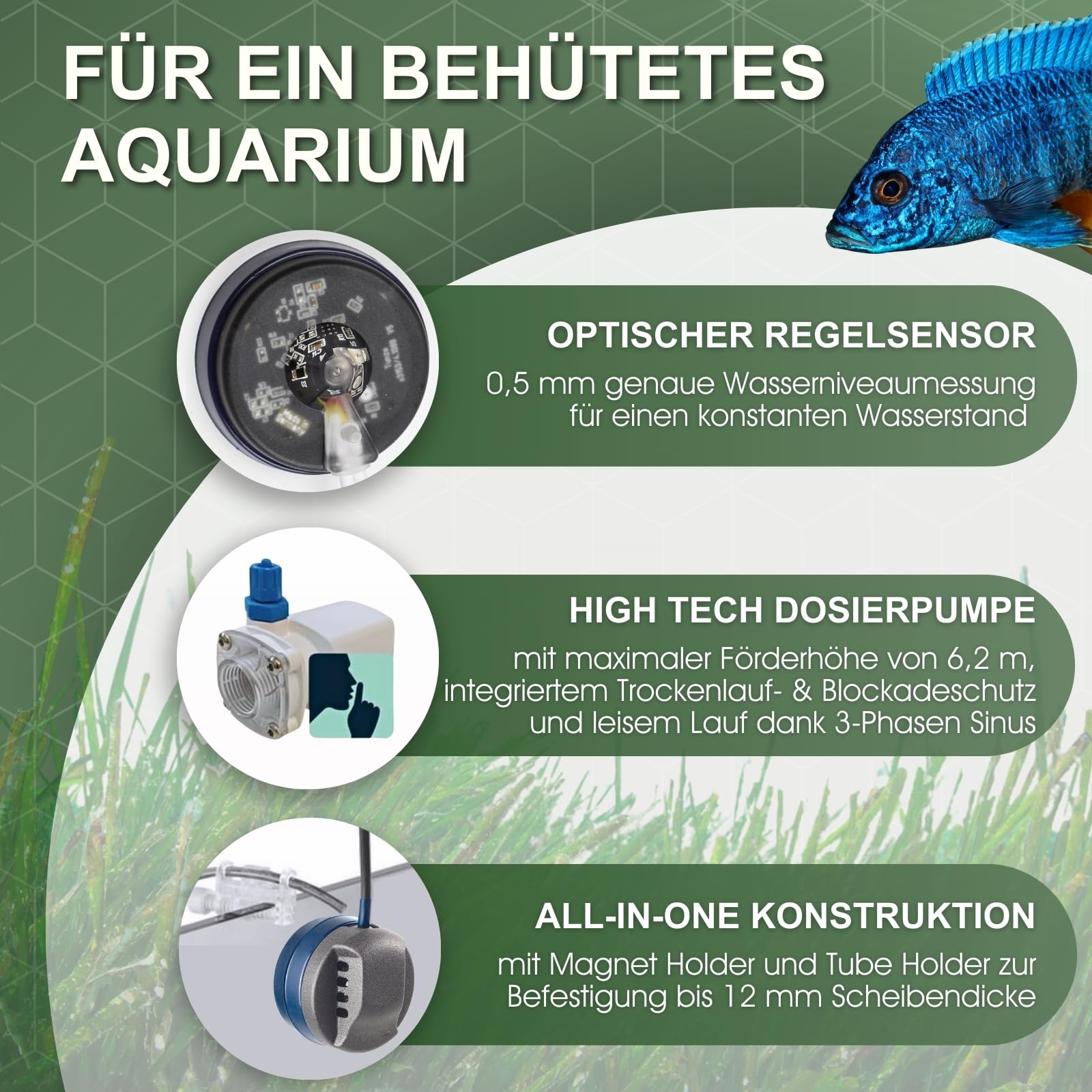 Tunze Osmolator 3 nano I Wasserstandsregler für Nano- & kleine Aquarien (bis zu 250l) I Wasserpegelregler mit Zeitüberwachung für Süßwasseraquarien I Water Level Sensor mit Magnethalterung