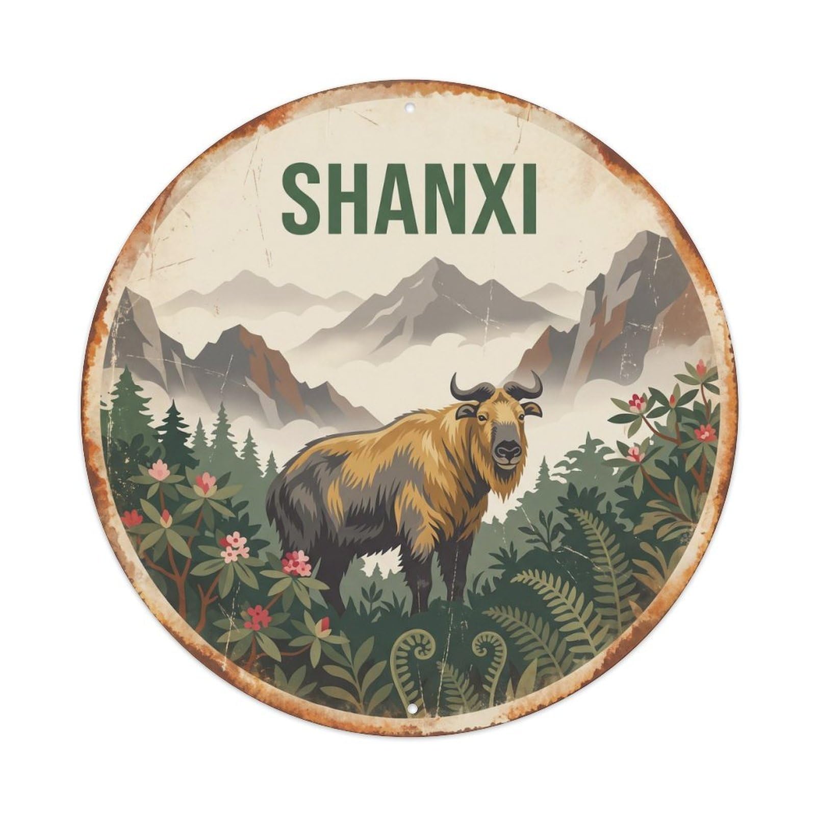 Shanxi Takin Mountain Forest Metal Tin Sign