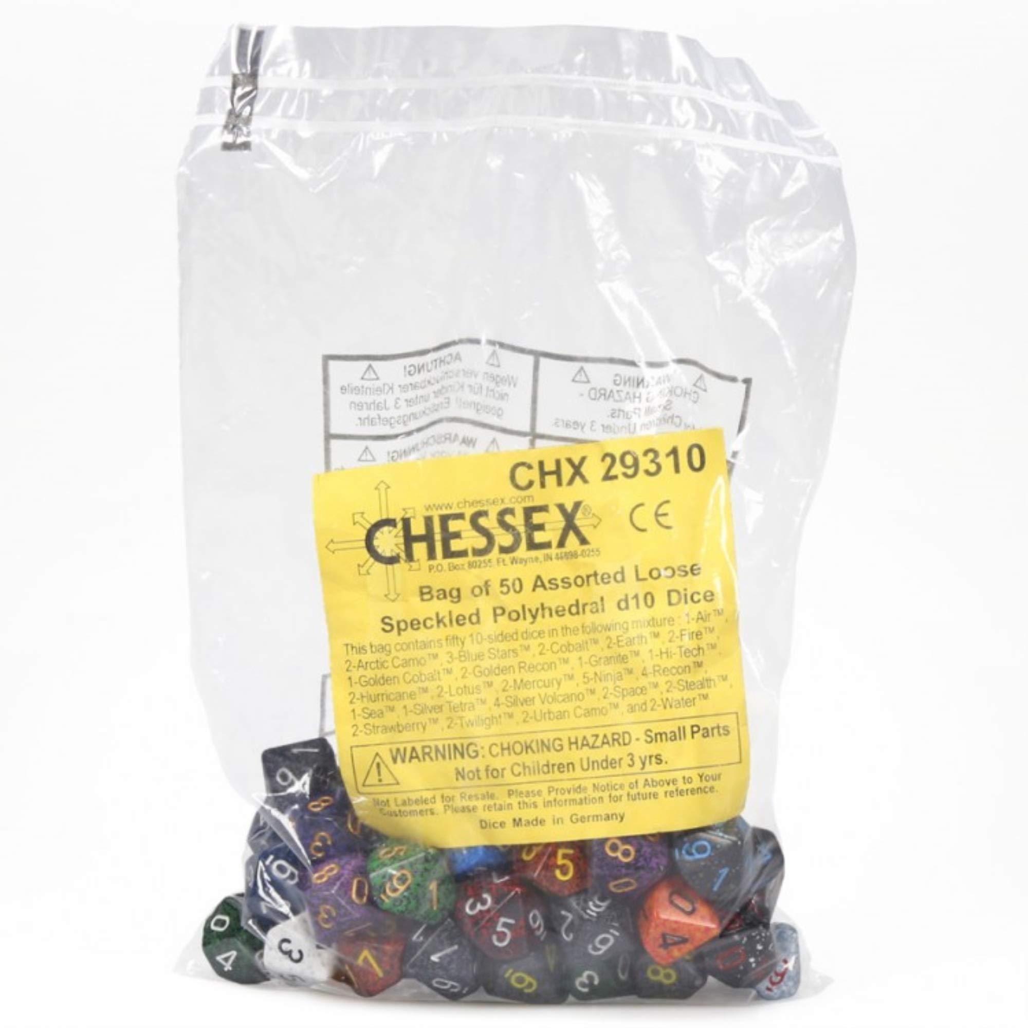 Chessex Manufacturing 29310 D10 Poly Dice44 - Busta 50 pezzi