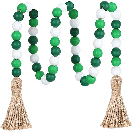 St. Patrick's Day Wood Bead Garland - Shamrock Tiered Tray Decor