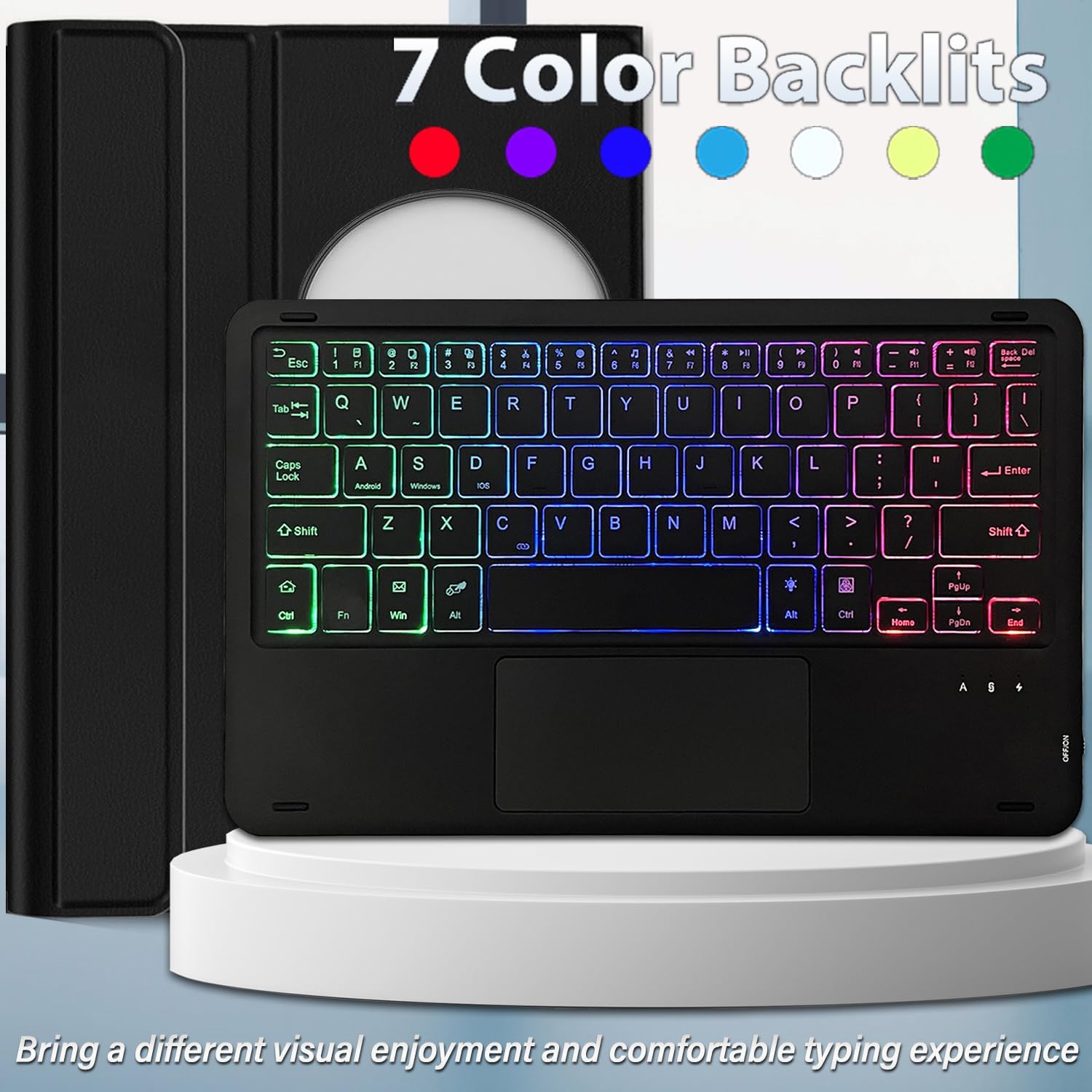 Backlit Touchpad Keyboard Case for Google Pixel Tablet 11 Inch 2023, DKAHOEE 3-Zone Backlight Detachable Wireless Keyboard with Slim PU Leather Protective Case for 11” 2023 Release Google Pixel Tablet