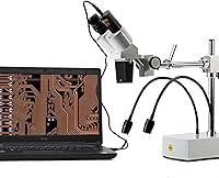 Vista 7 de Swift Microscopio estéreo binocular profesional de disección S41-20, oculares WF10x WF20x, aumento 10X 20X, objetivo 1X, iluminación LED, soporte