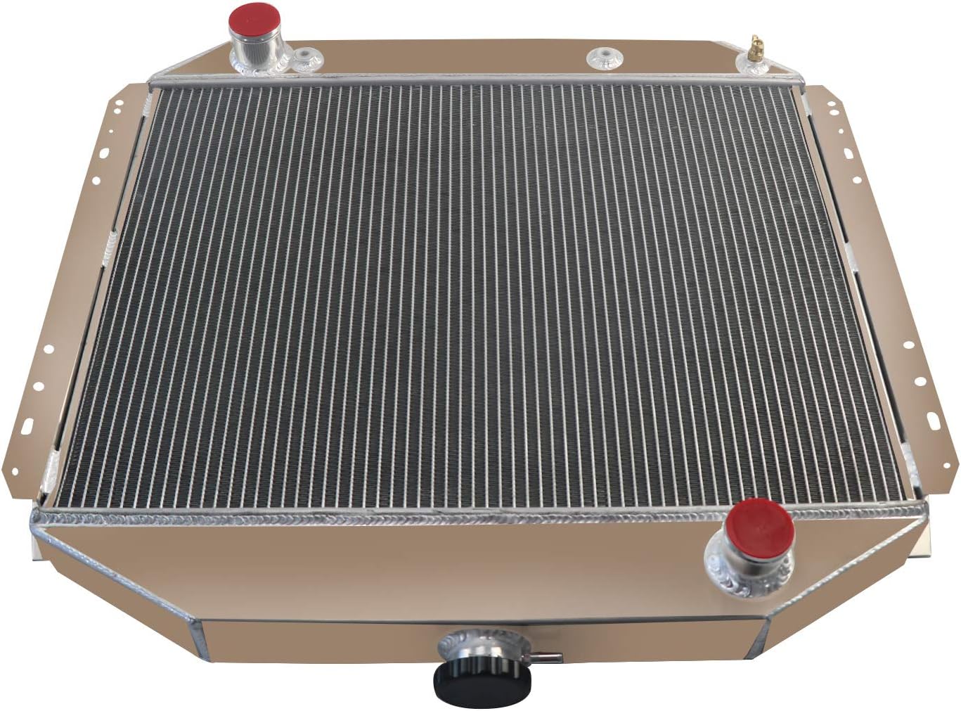 ALLOYWORKS 4 Row Aluminum Radiator Replacement for 1966-1979 Ford F-Series Pickup Truck F-100 F-150 F-250 F-350 V8 Bronco Downflow Radiators, with Transmission Oil Cooler, Chevy L6 V8 Engines Only