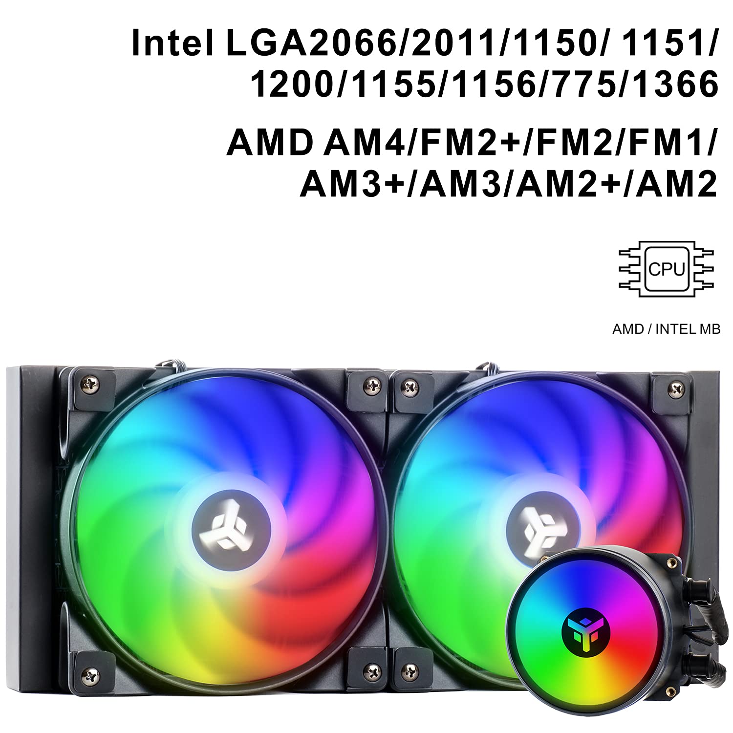 ITEK EVOLIQ 240 ARGB - Dissipatore a liquido per CPU da 240mm all in one (AIO), compatibilità universale, PWM e ARGB gestibile sia con controller che software della scheda madre
