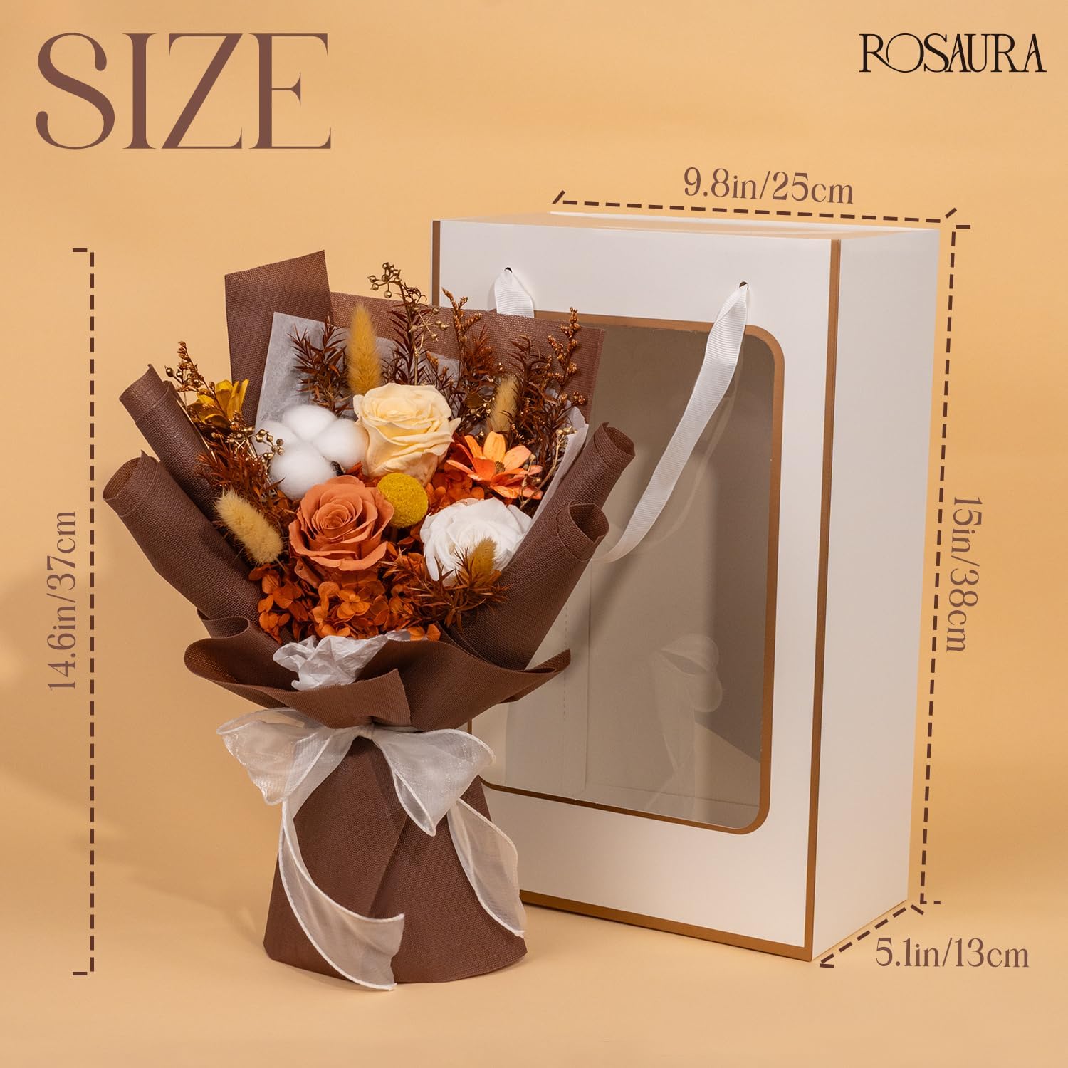 Rosaura Preserved Flowers Bouquets, Flowers for Delivery Prime, Forever Roses Bouquets Valentine's Day, Mother's Day, Christmas, Birthday Gifts (Brown) - Image 2