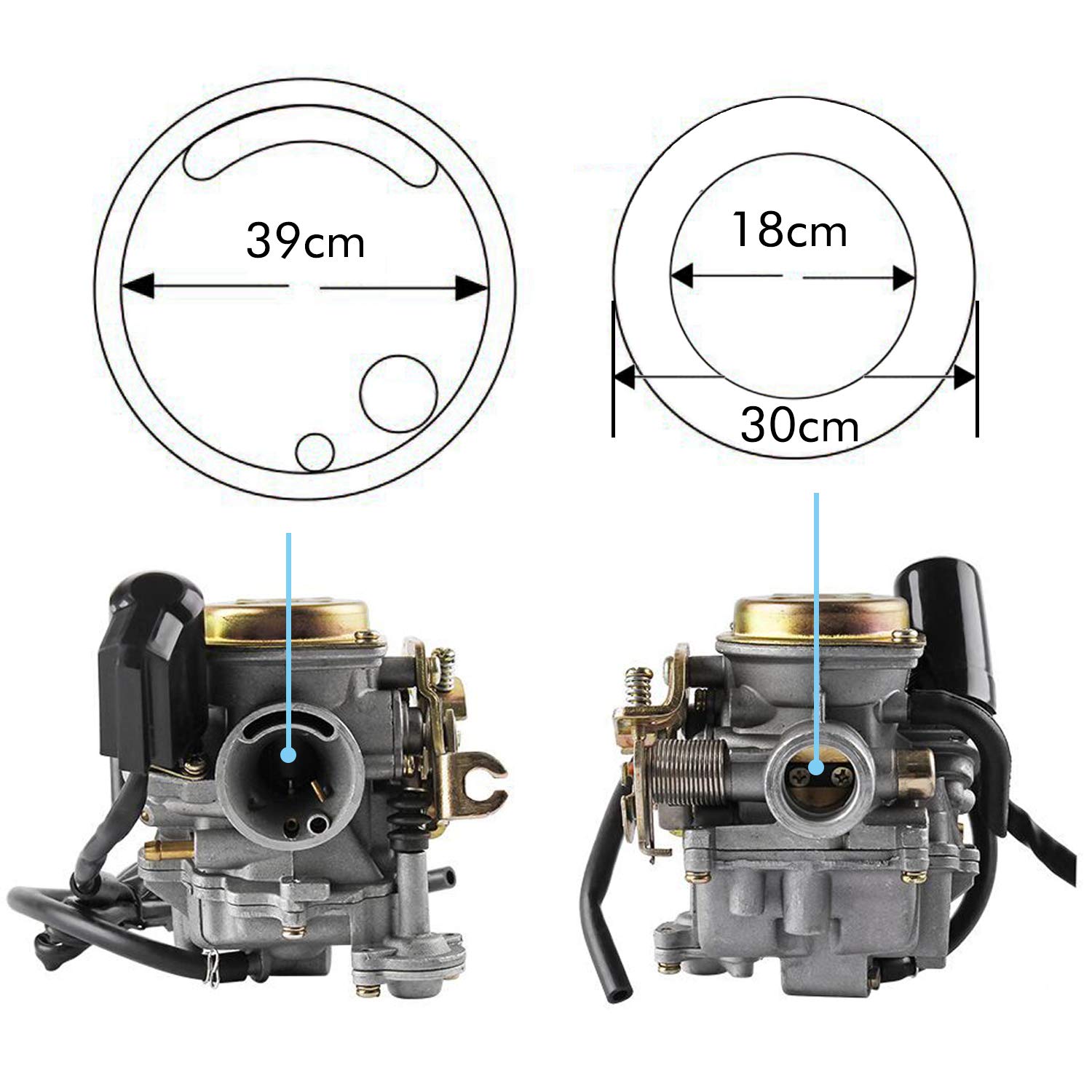 Kefflum Carburatore, 18mm Carburatore a Rulli per Rex RS 400 / RS 450 / RS 460 / GY6 50cc E-Choke