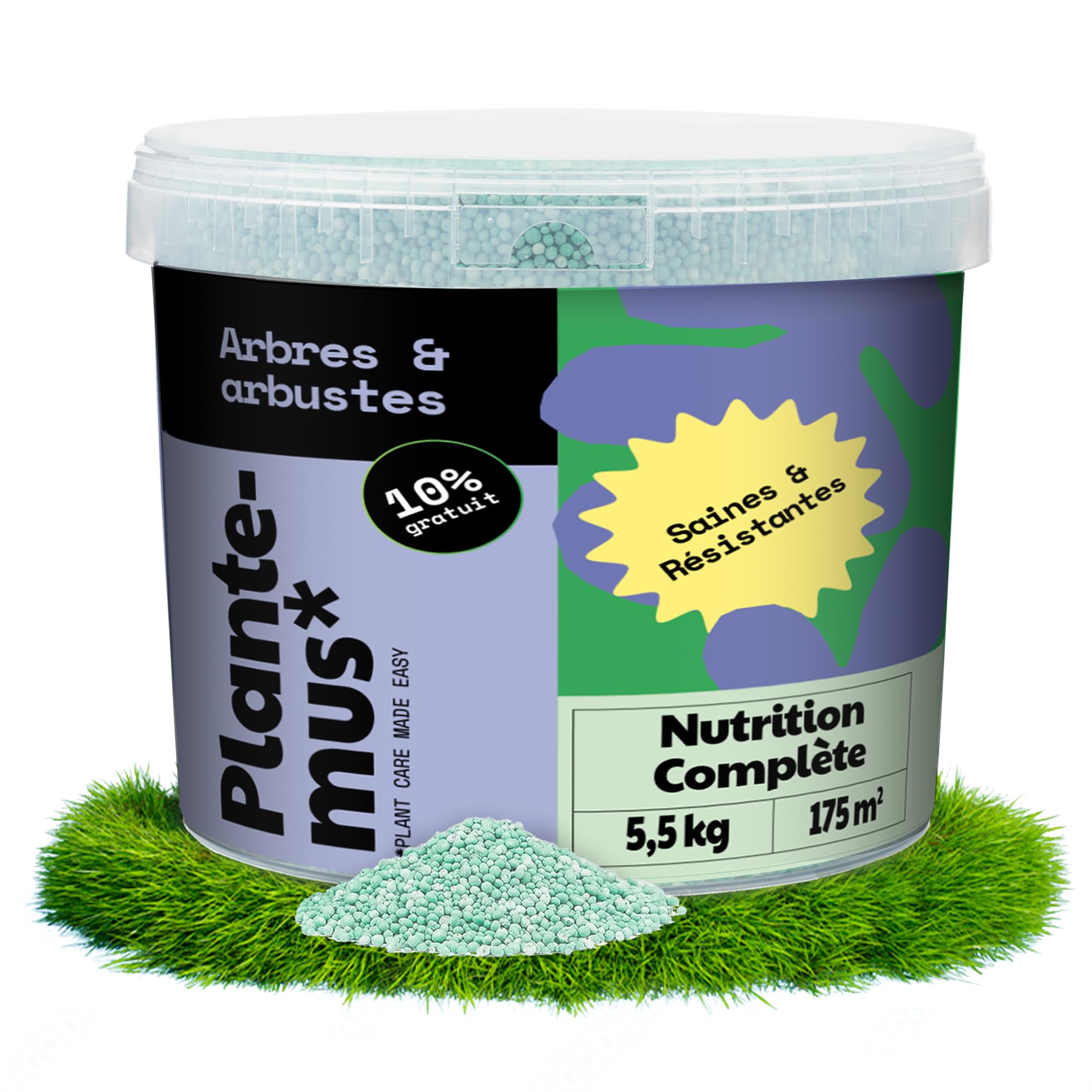 PLANTEMUS Engrais pour Arbres, Arbustes, Haies et Plantes d'Extérieur, Nutrition Complète pour la Végétation Extérieure, Granulé, 5,5 KG
