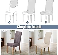 Vista 4 de Fundas para sillas de comedor, juego de 2 fundas para sillas de comedor o cocina, lavables, protectoras, para sillas Parsons, para el hogar, Beige